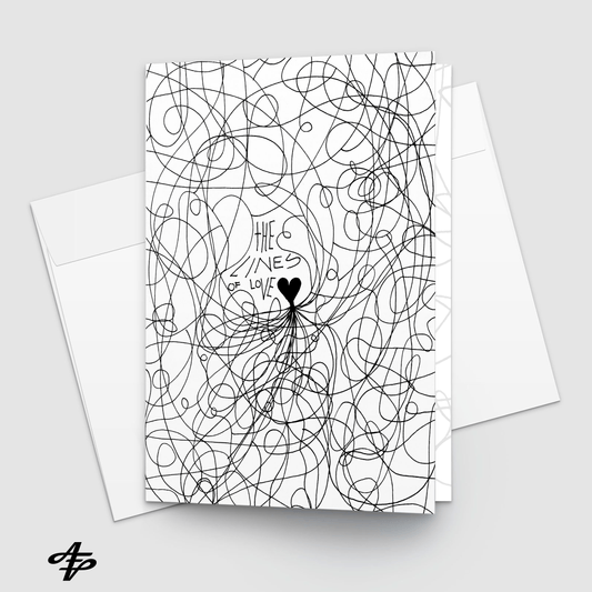 The Lines of Love (White) - Pack of 10 Greeting Cards with Envelopes Print Material