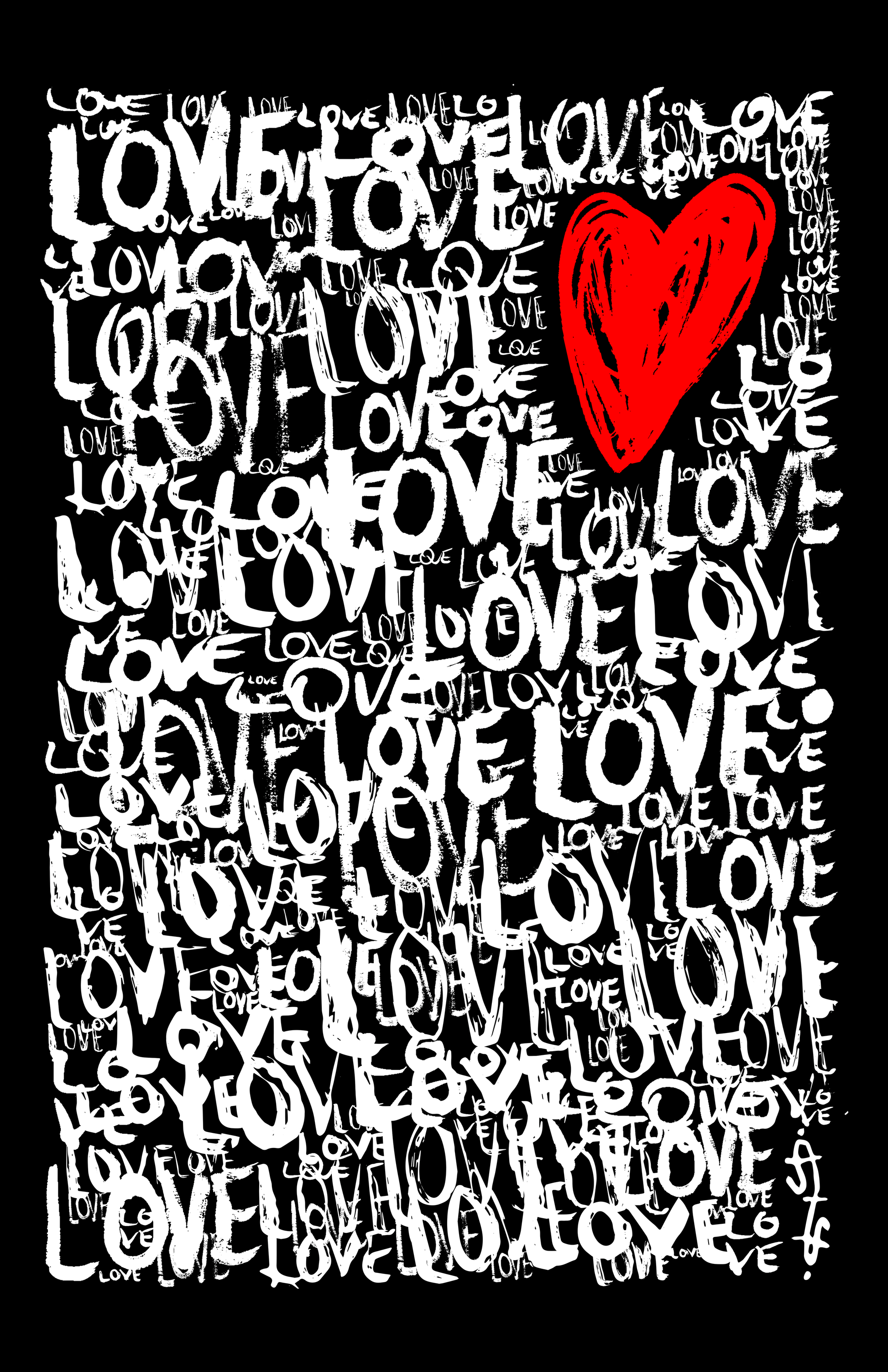 The Love - Abstract Typography Print (Black Edition) Art Prints