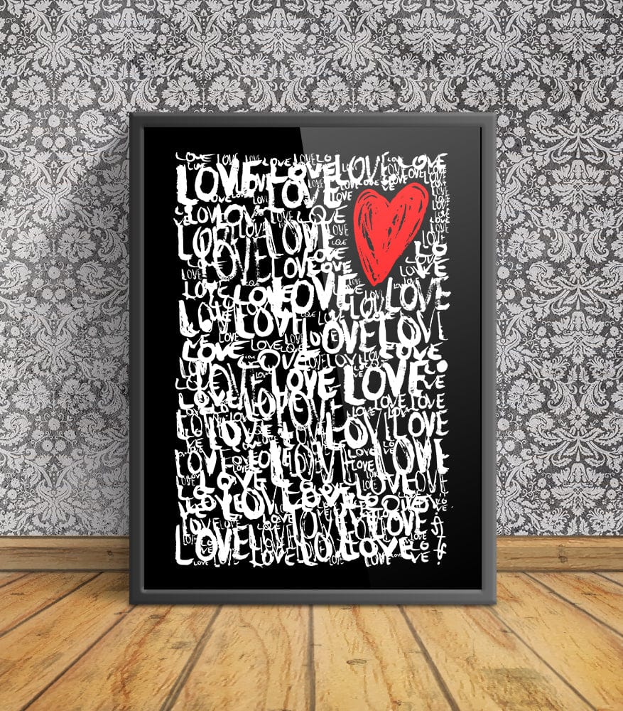 The Love - Abstract Typography Print (Black Edition) Art Prints