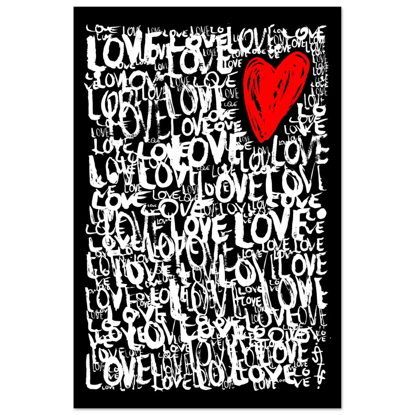 The Love - Abstract Typography Print (Black Edition) Art Prints