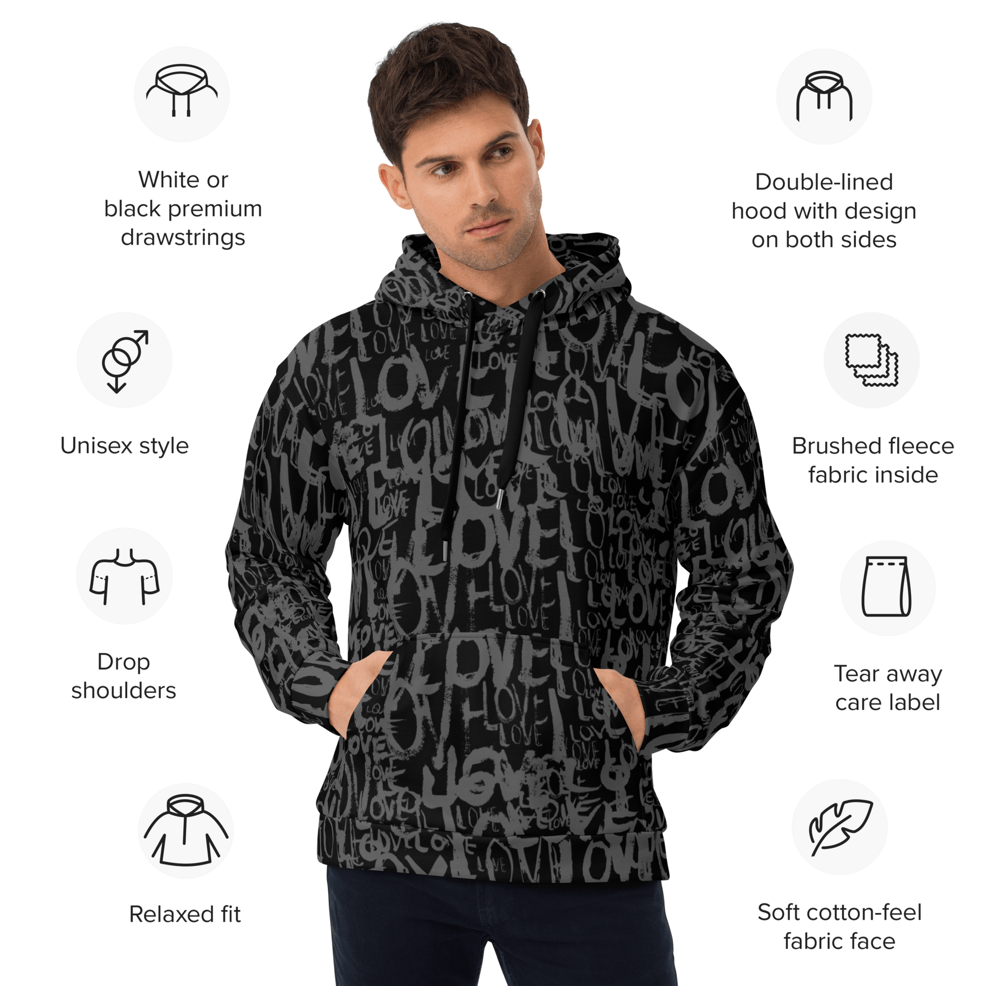 The Love Minimal - Unisex All-Over Print Hoodie apparel