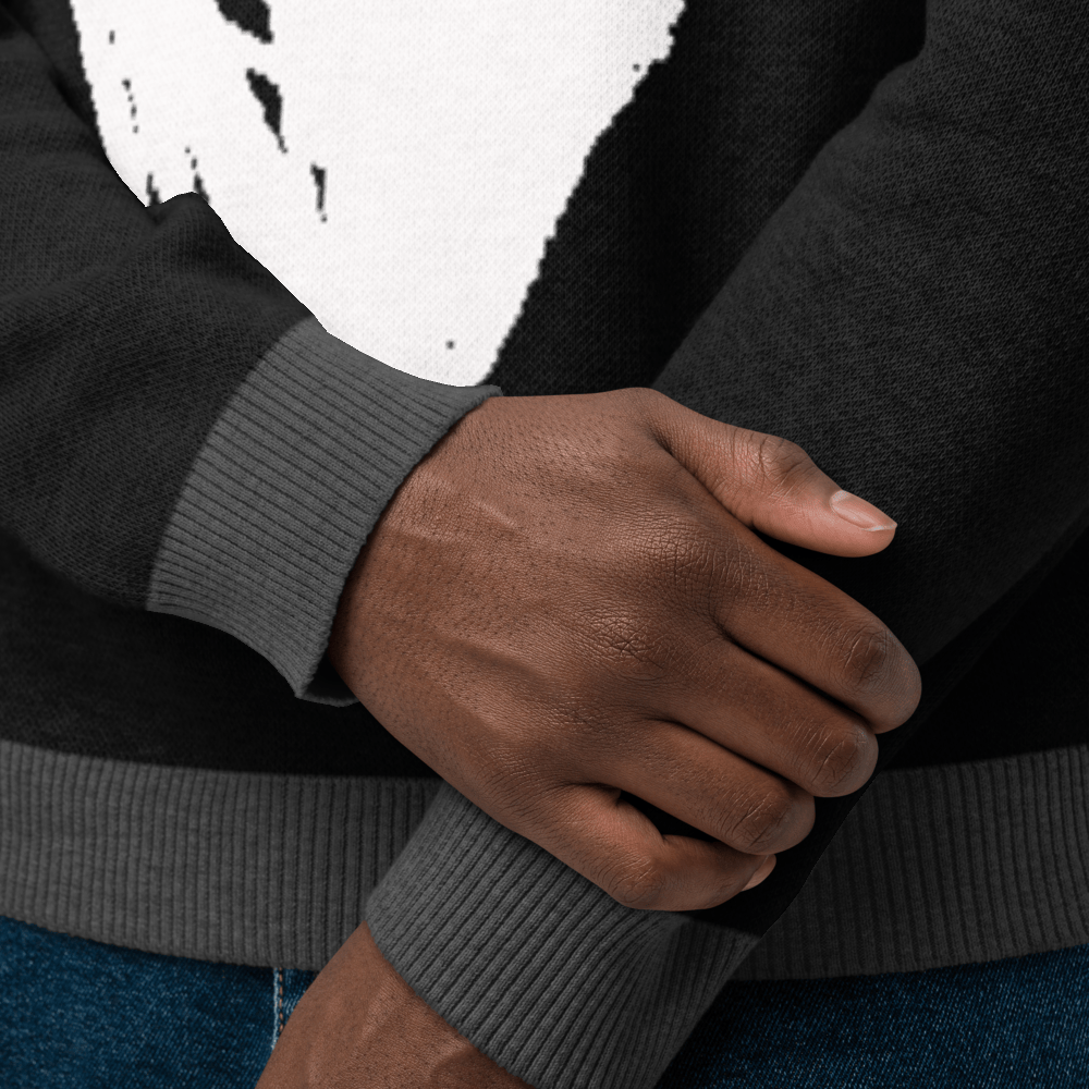 Big Heart - Knitted crew neck sweater (Black & White Edition) apparel