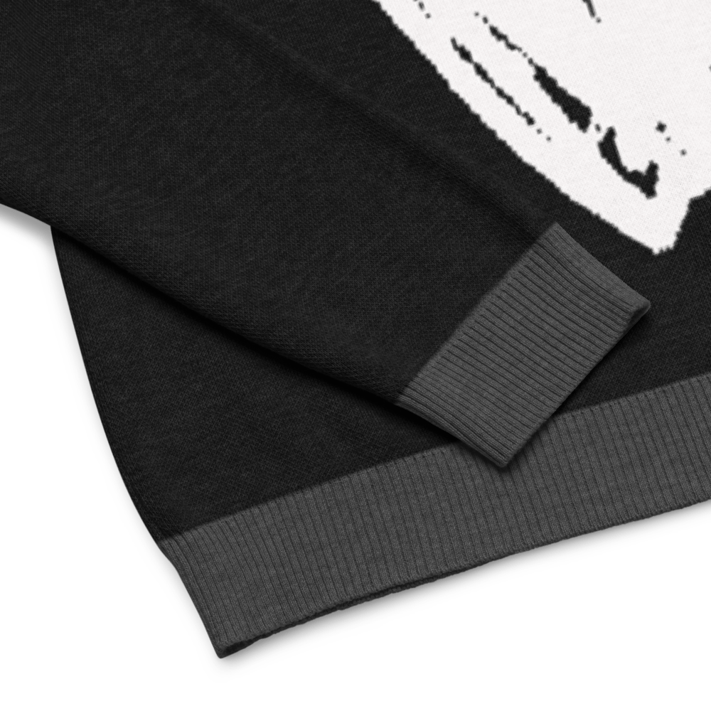 Big Heart - Knitted crew neck sweater (Black & White Edition) apparel