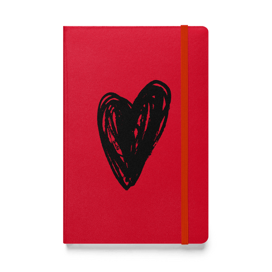 Black Heart - Hardcover bound notebook Print Material Red