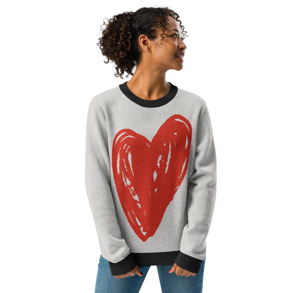 Big Heart - Knitted crew neck sweater (Red Edition)