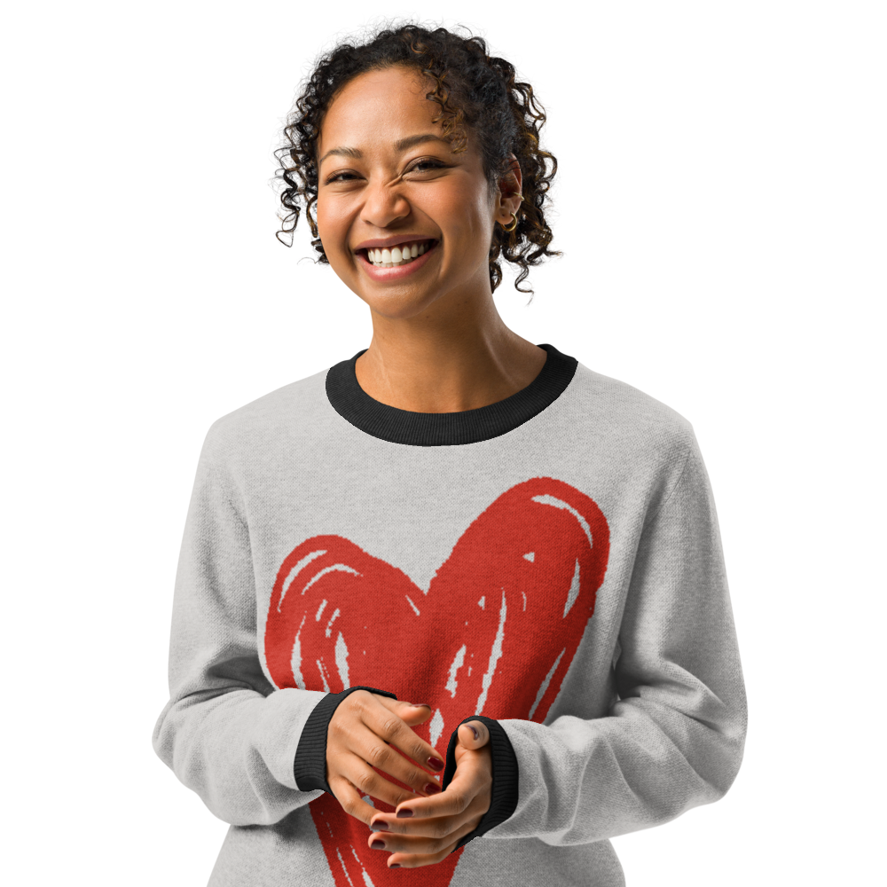 Big Heart - Knitted crew neck sweater (Red Edition)