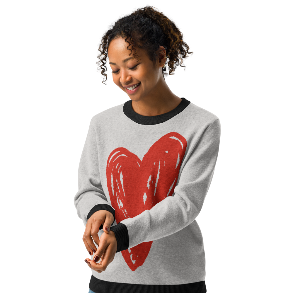 Big Heart - Knitted crew neck sweater (Red Edition)