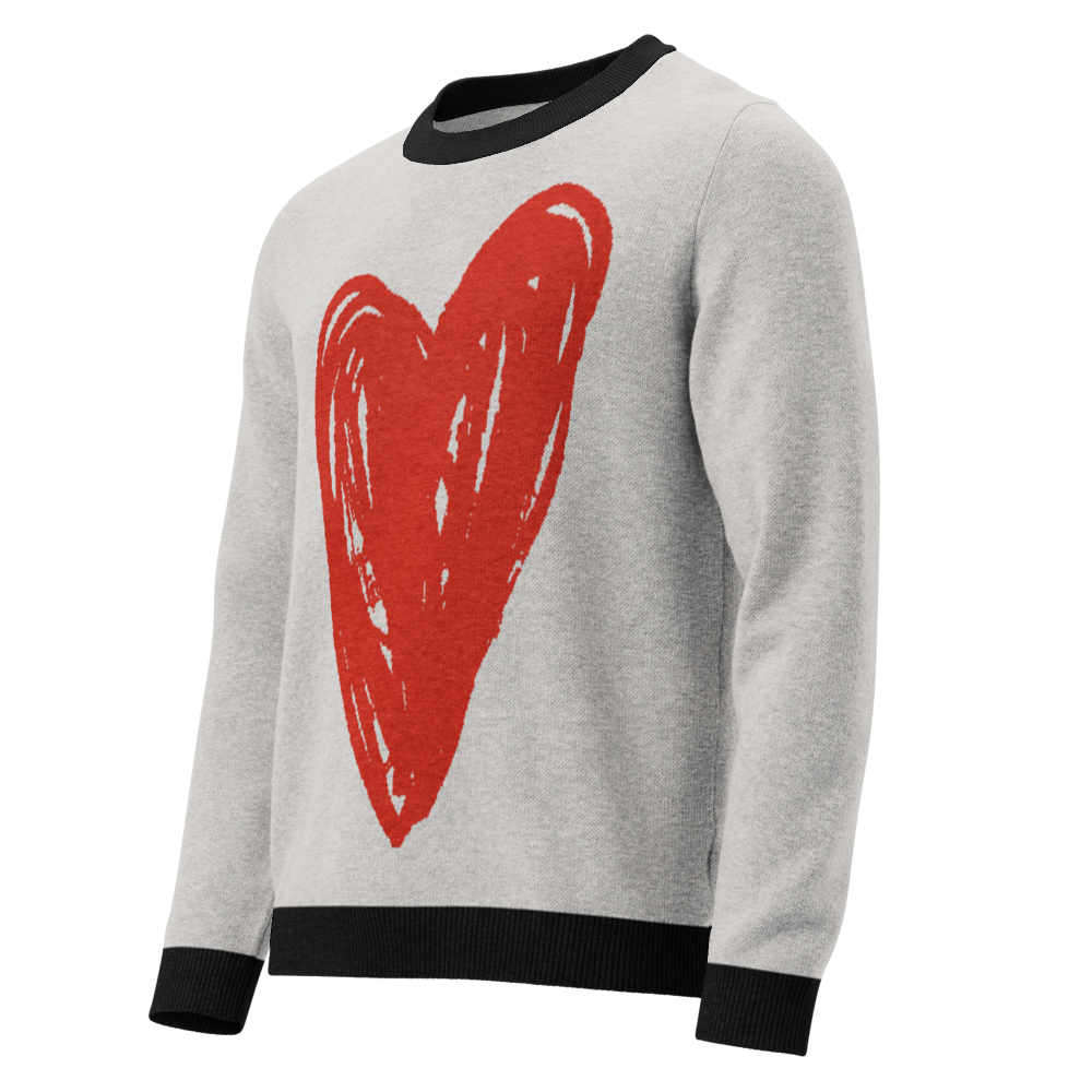 Big Heart - Knitted crew neck sweater (Red Edition)