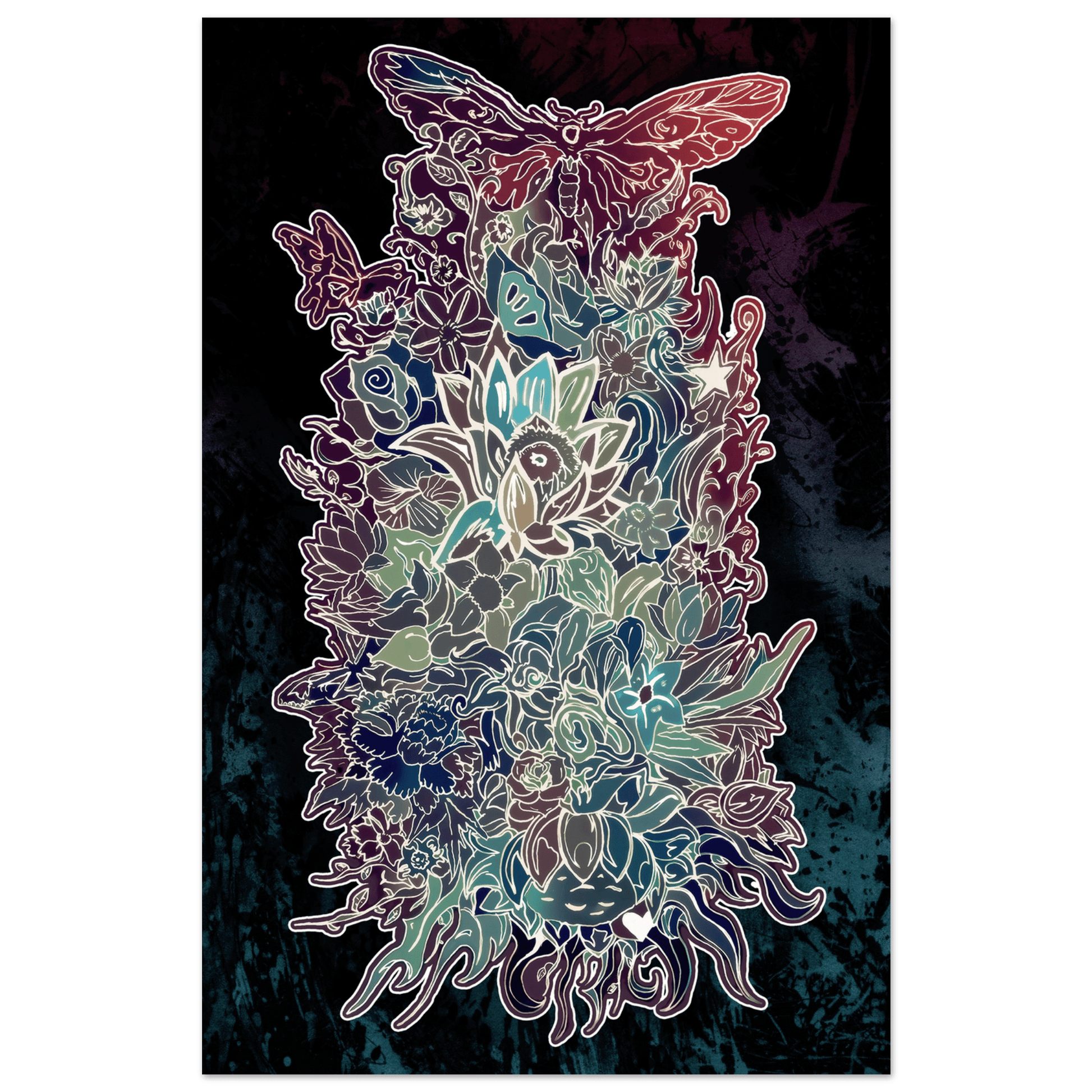 Flower Power (Night Edition) - Wall art Print Art Prints 28x43  cm / XL (11x17″) / Fine Art Poster