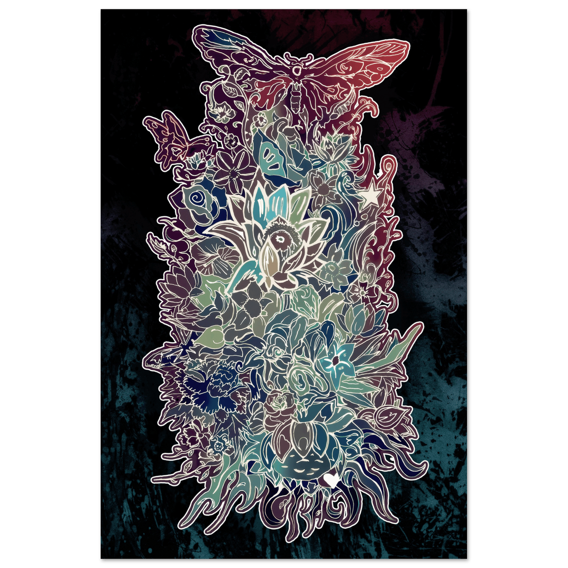 Flower Power (Night Edition) - Wall art Print Art Prints 60x90 cm / 24x36″ / Premium Semi-Glossy Paper Poster