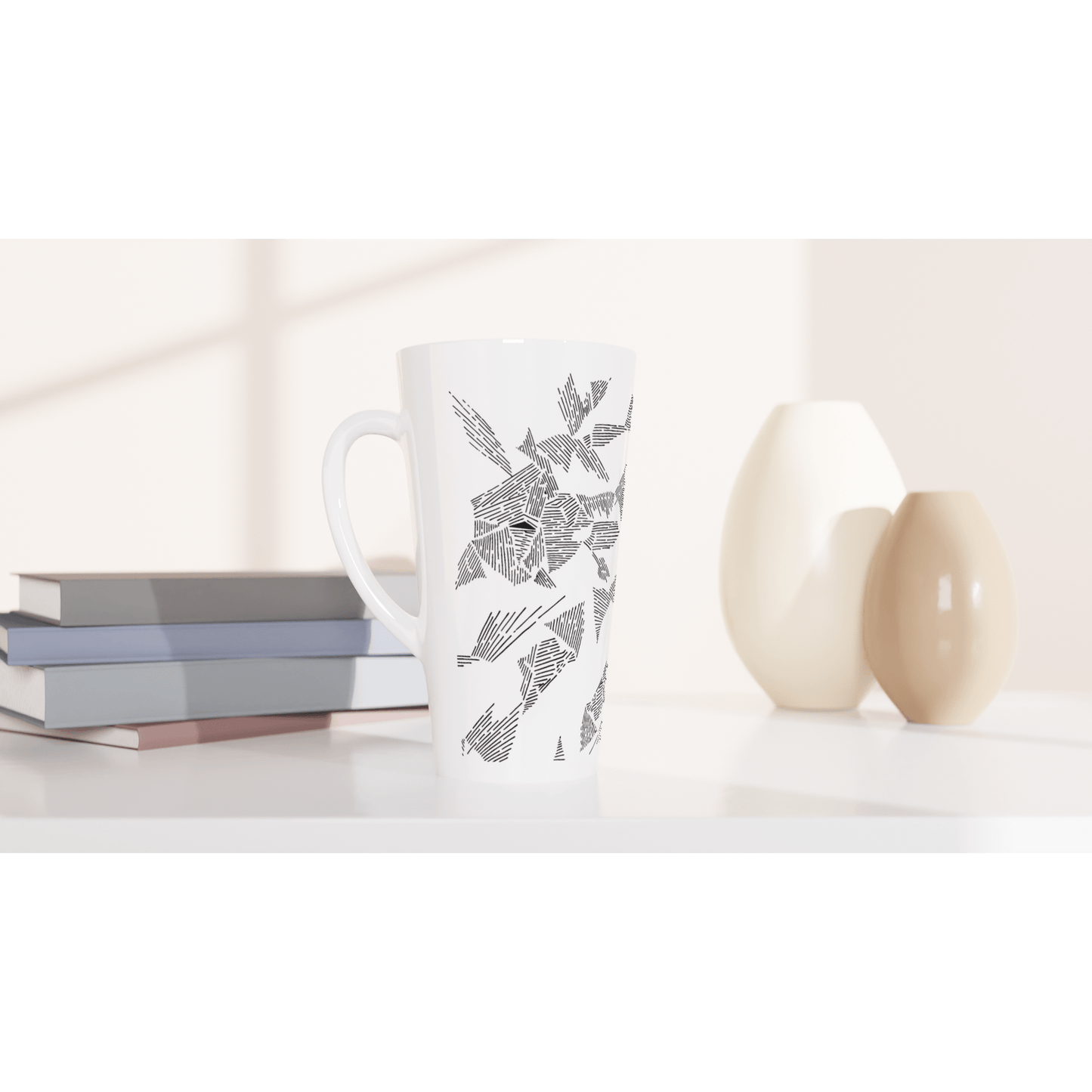 Little Lines - White Latte 17oz Ceramic Mug Mugs