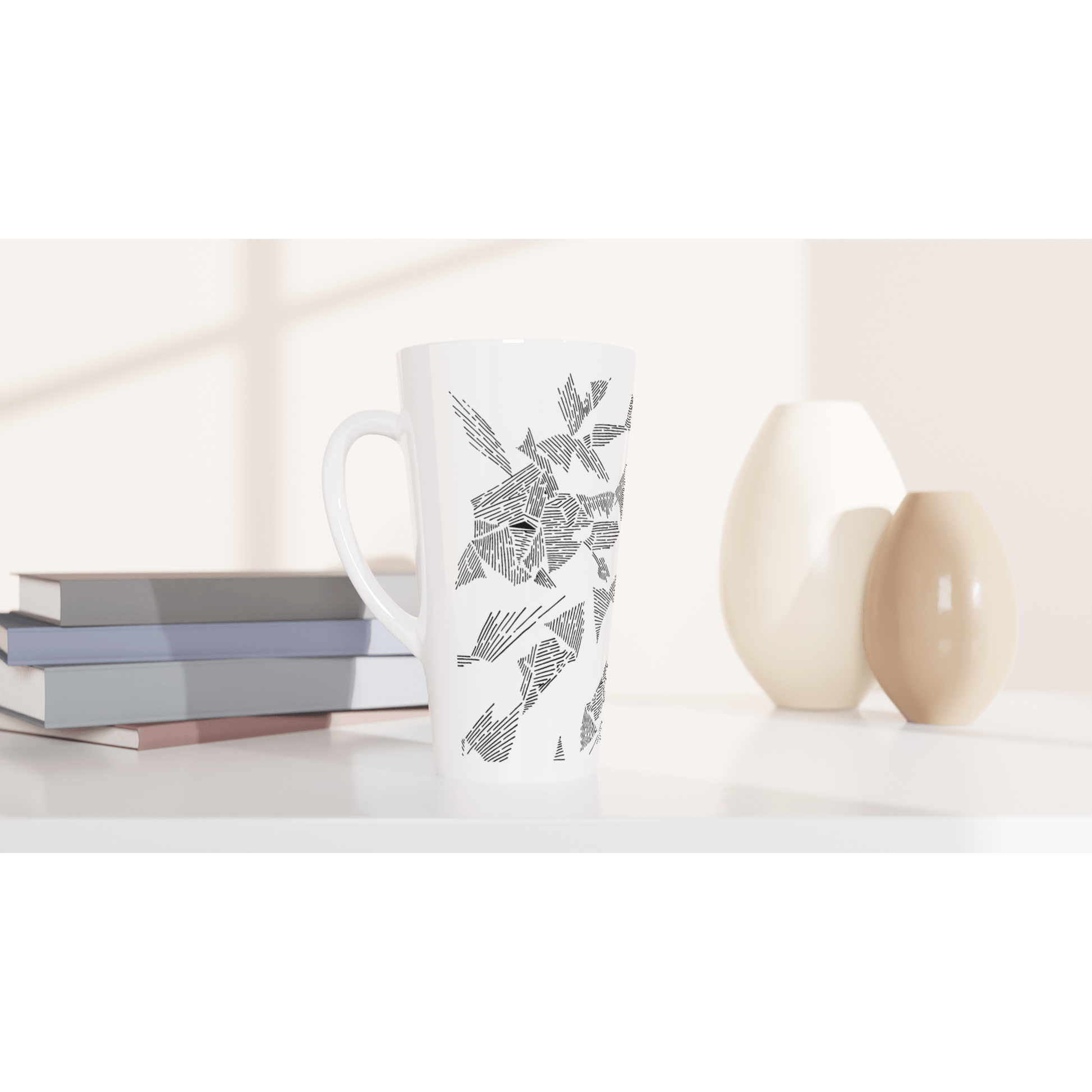 Little Lines - White Latte 17oz Ceramic Mug Mugs