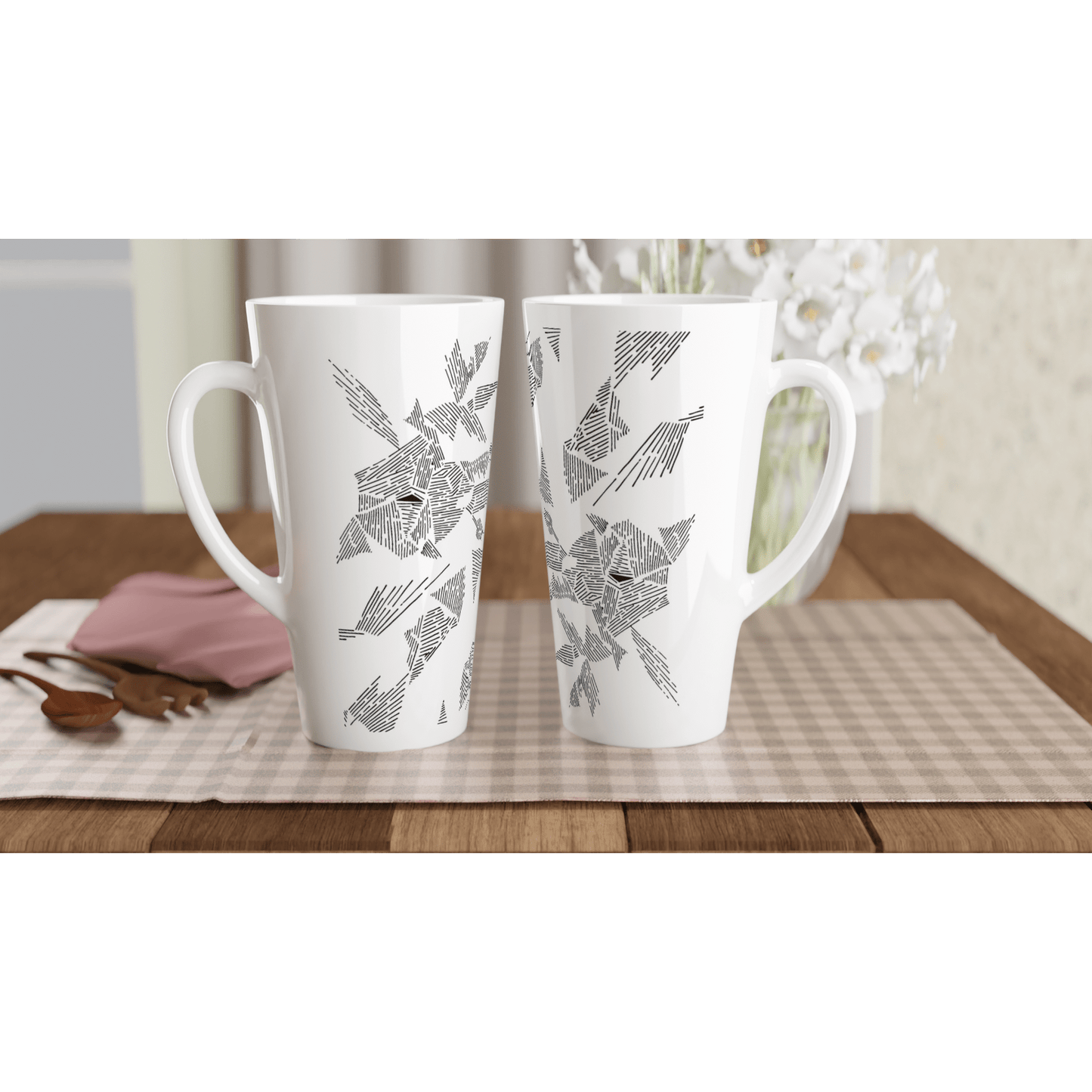 Little Lines - White Latte 17oz Ceramic Mug Mugs