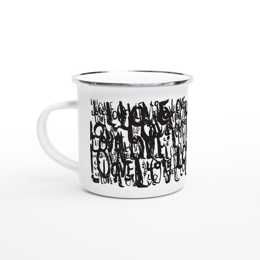 Love Typo - White 12oz Enamel Mug Mugs