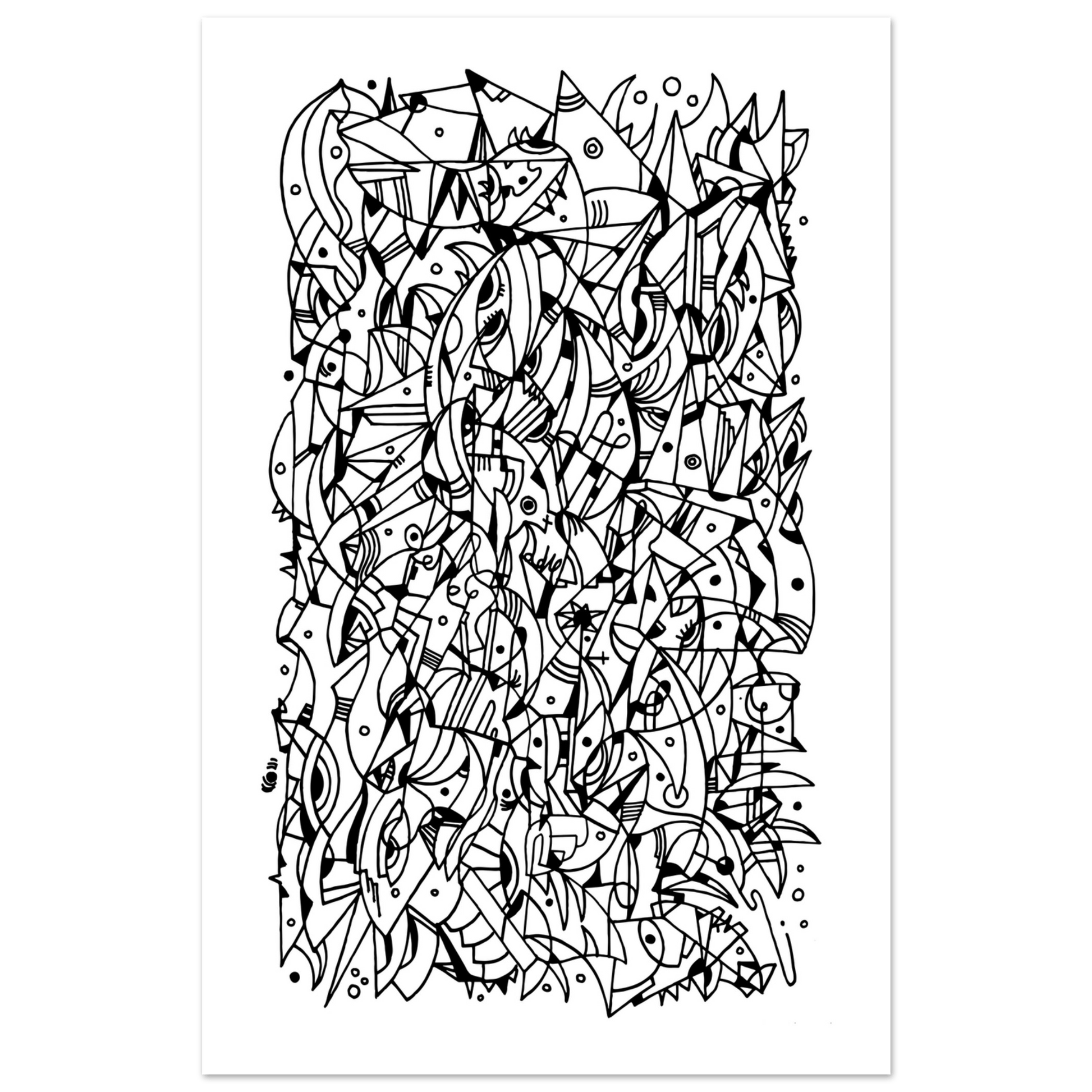 Mental Eclipse - Line Art illustration Print Art Prints 28x43  cm / XL (11x17″) / Premium Matte Paper Poster