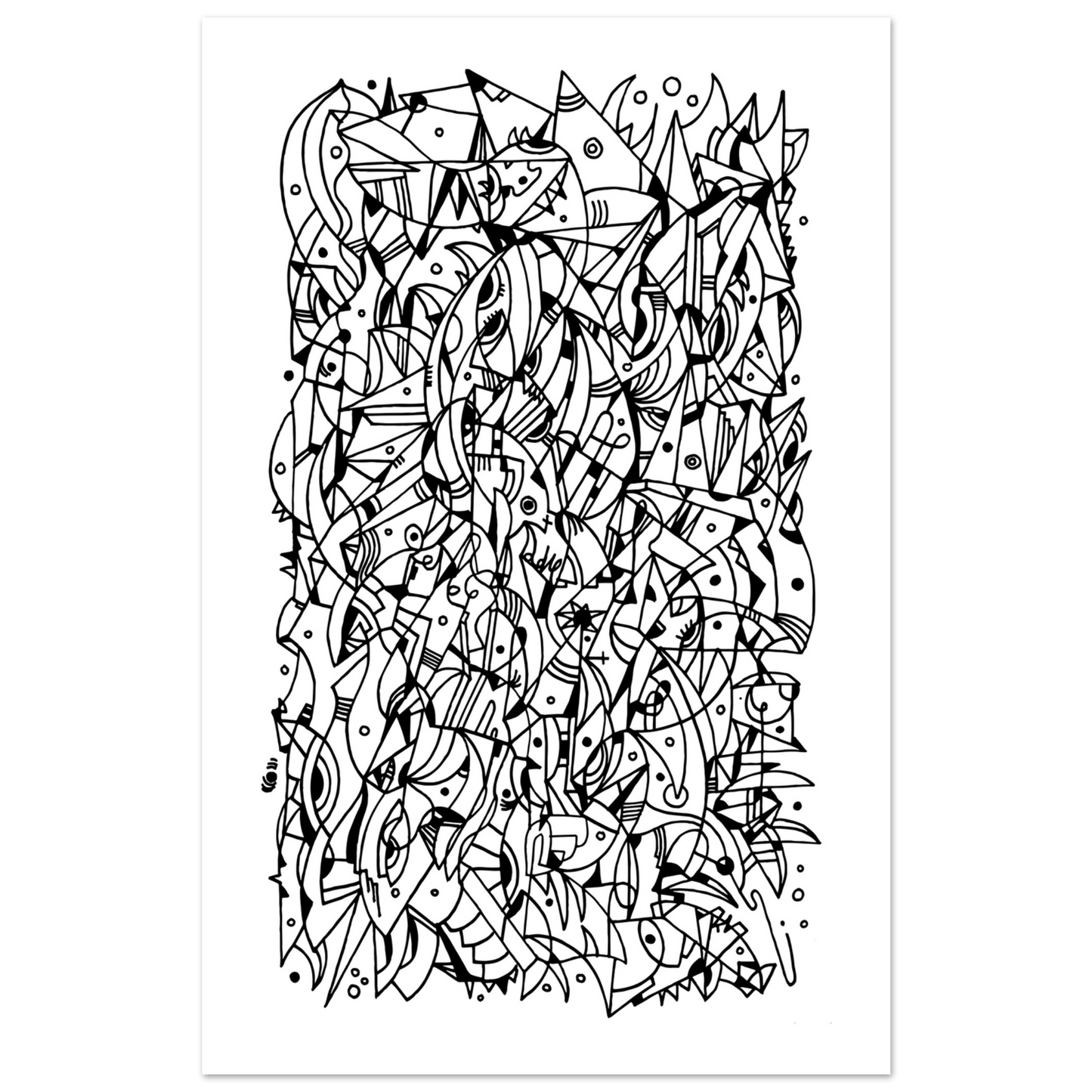 Mental Eclipse - Line Art illustration Print Art Prints 28x43  cm / XL (11x17″) / Premium Semi-Glossy Paper Poster