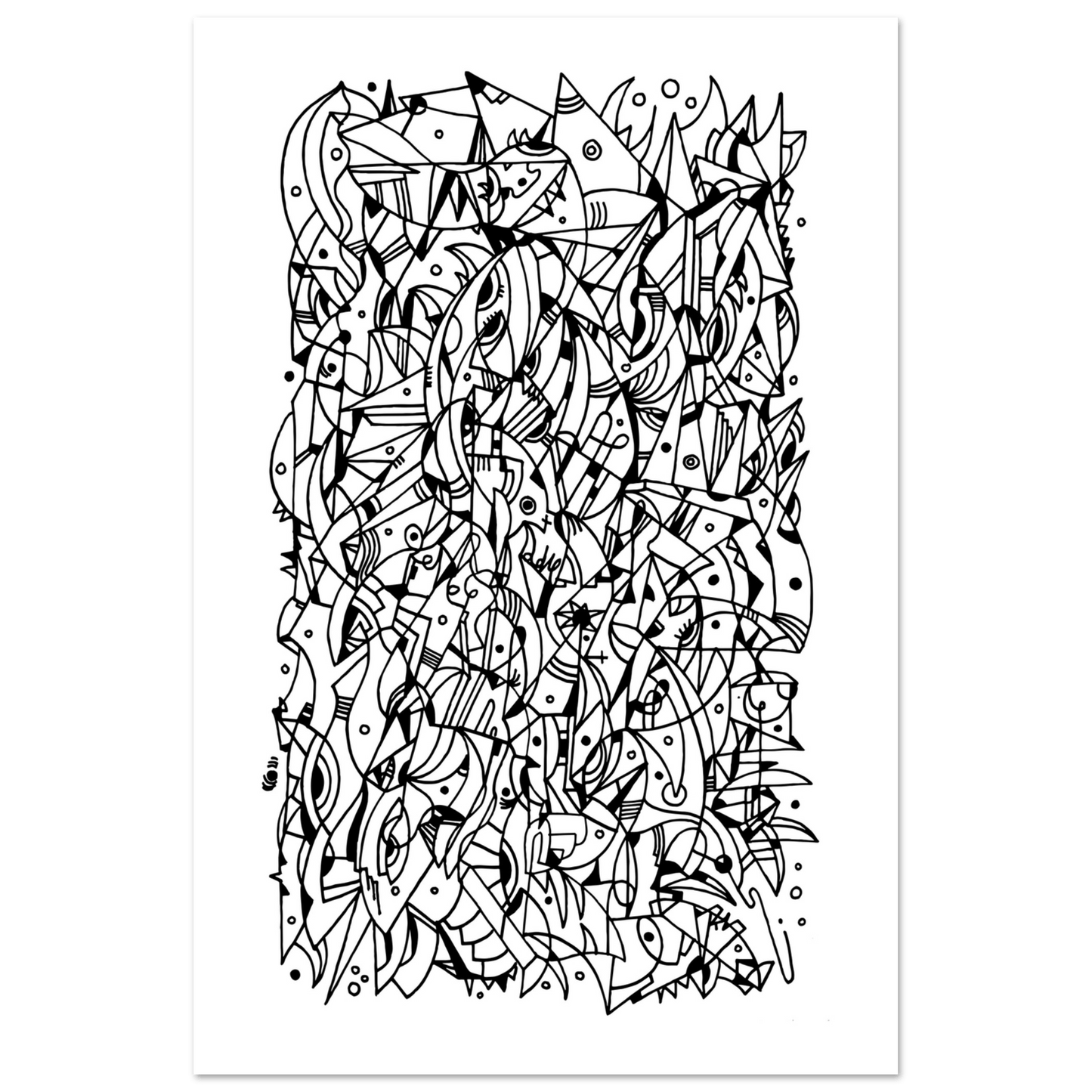 Mental Eclipse - Line Art illustration Print Art Prints 40x60 cm / 16x24″ / Premium Matte Paper Poster