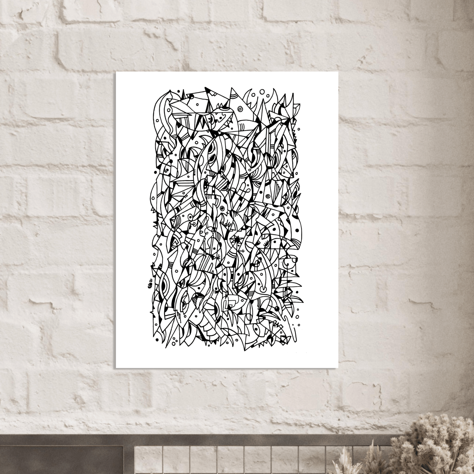 Mental Eclipse - Line Art illustration Print Art Prints