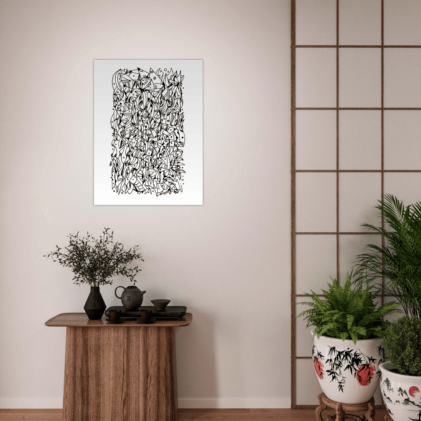 Mental Eclipse - Line Art illustration Print Art Prints