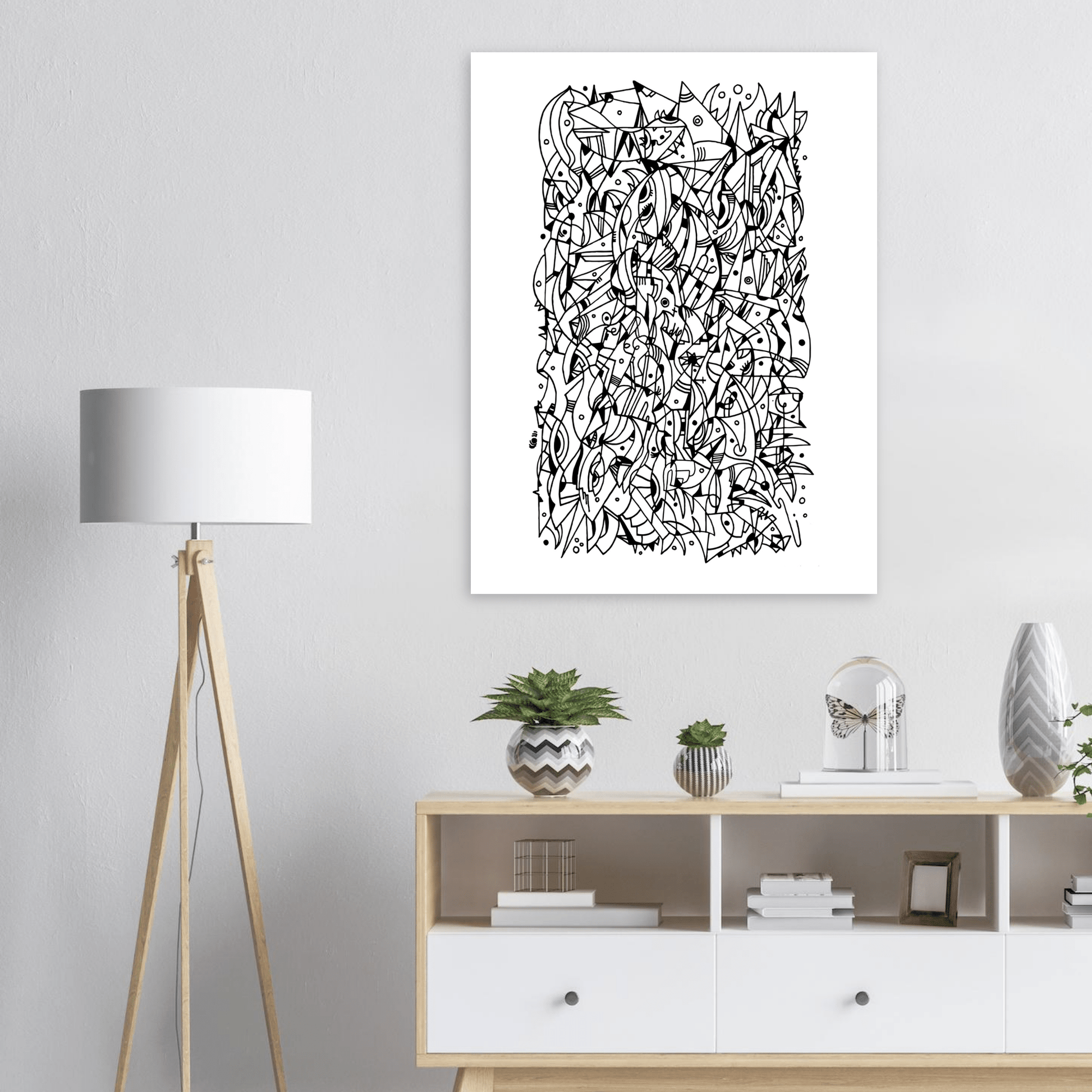 Mental Eclipse - Line Art illustration Print Art Prints