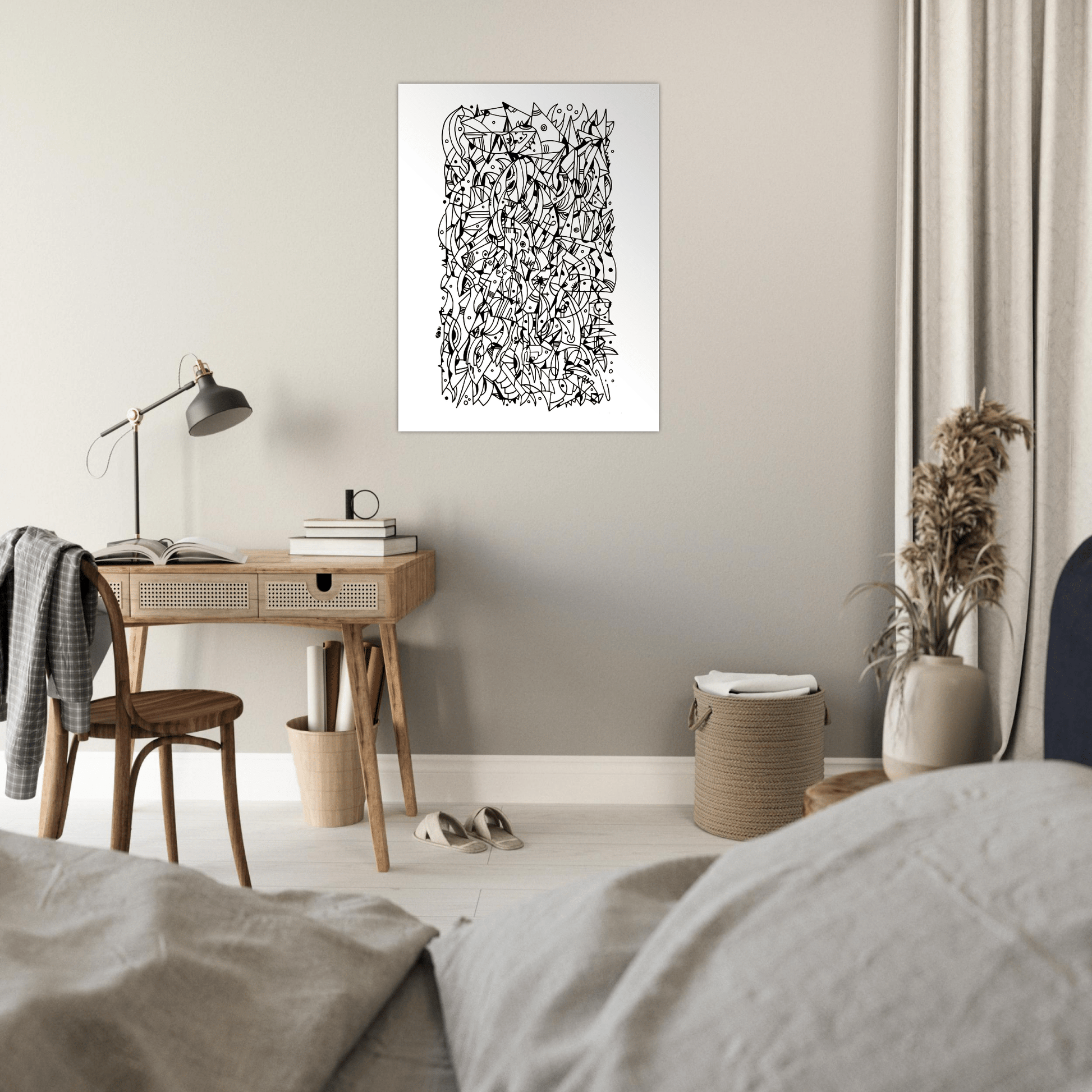 Mental Eclipse - Line Art illustration Print Art Prints