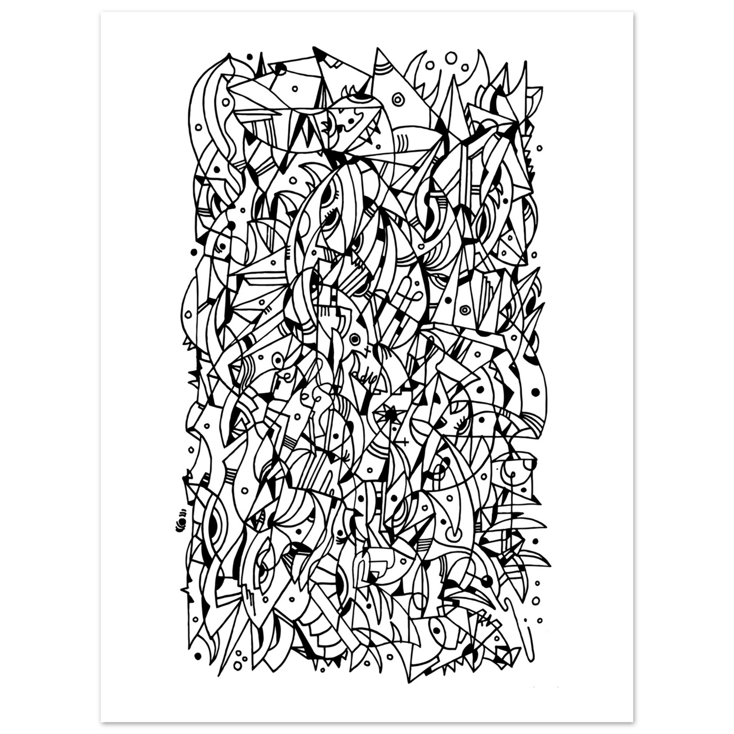 Mental Eclipse - Line Art illustration Print Art Prints 45x60 cm / 18x24″ / Premium Matte Paper Poster