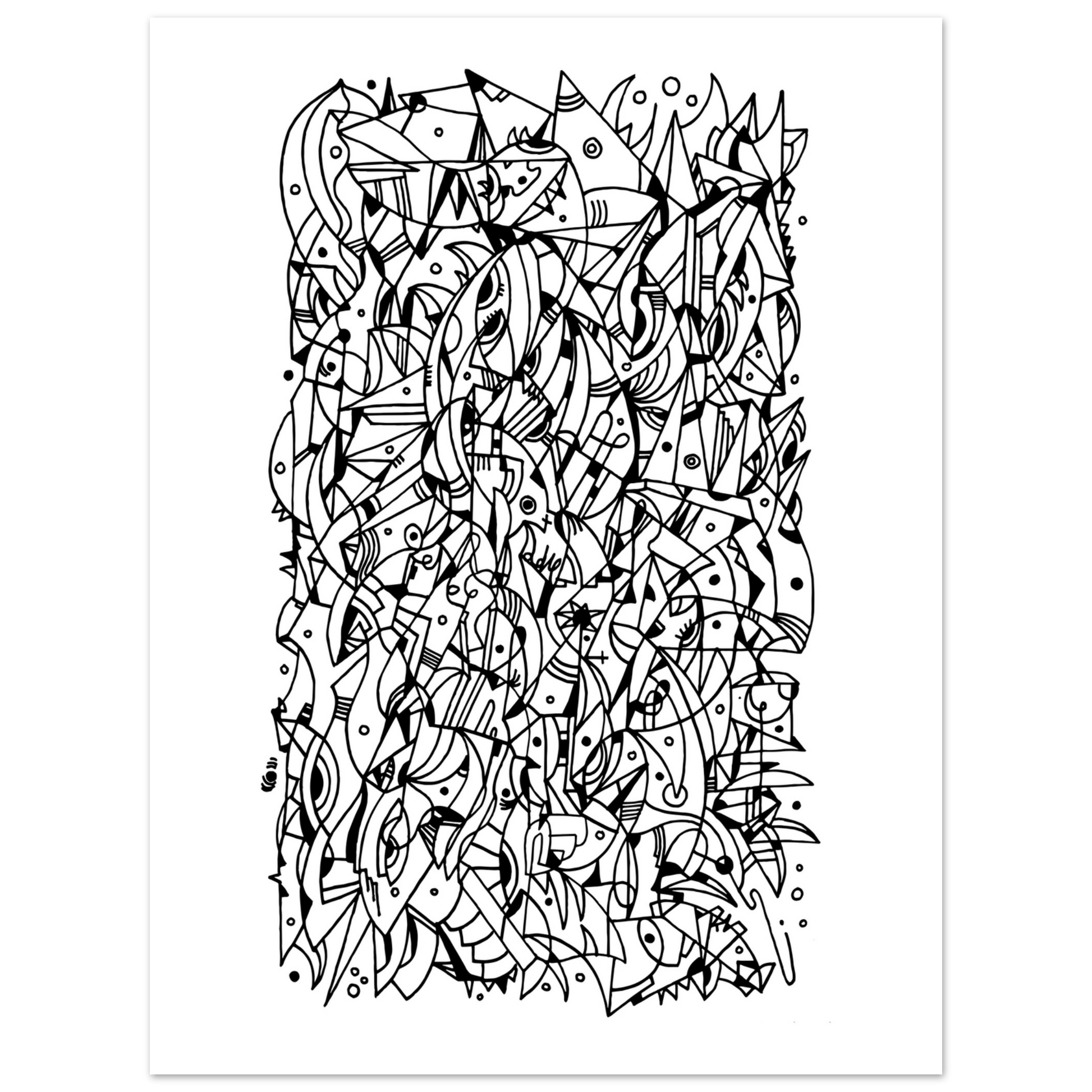 Mental Eclipse - Line Art illustration Print Art Prints 45x60 cm / 18x24″ / Premium Semi-Glossy Paper Poster