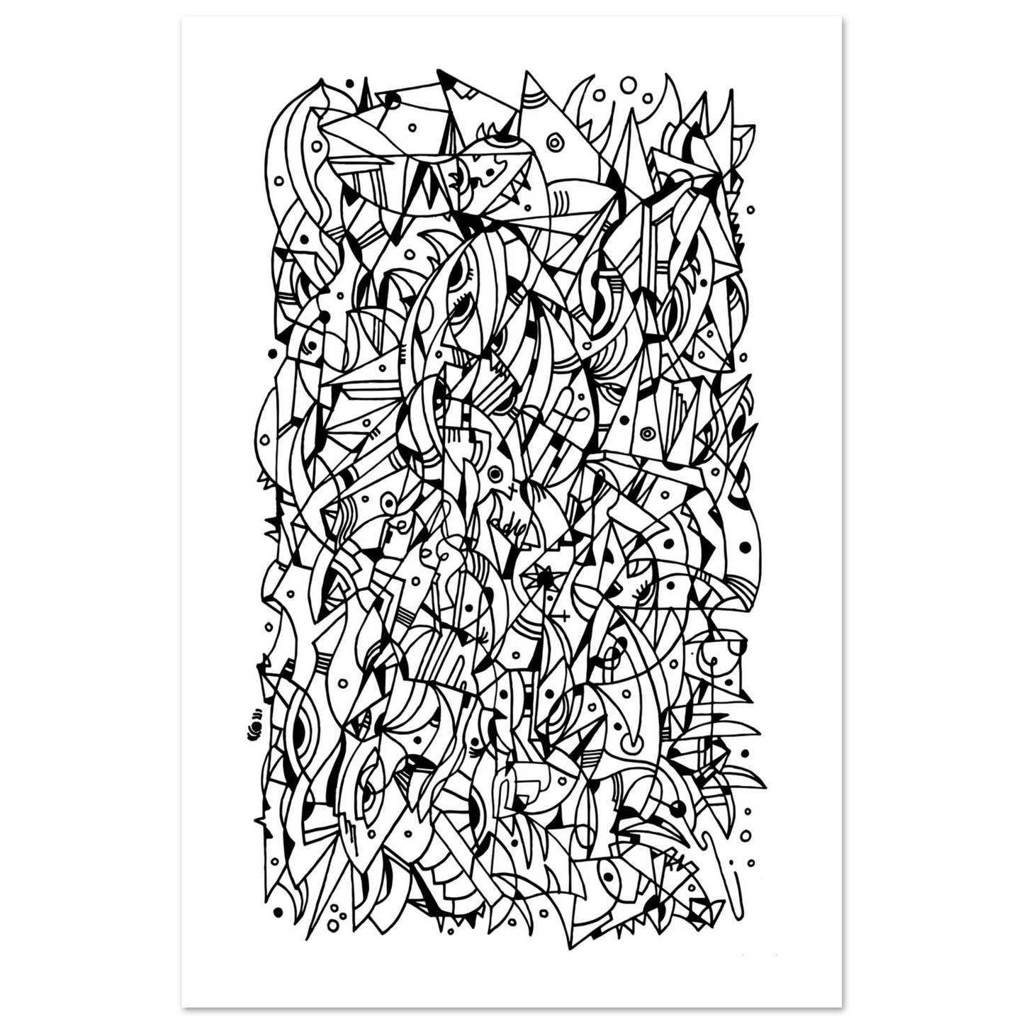 Mental Eclipse - Line Art illustration Print Art Prints 60x90 cm / 24x36″ / Premium Matte Paper Poster