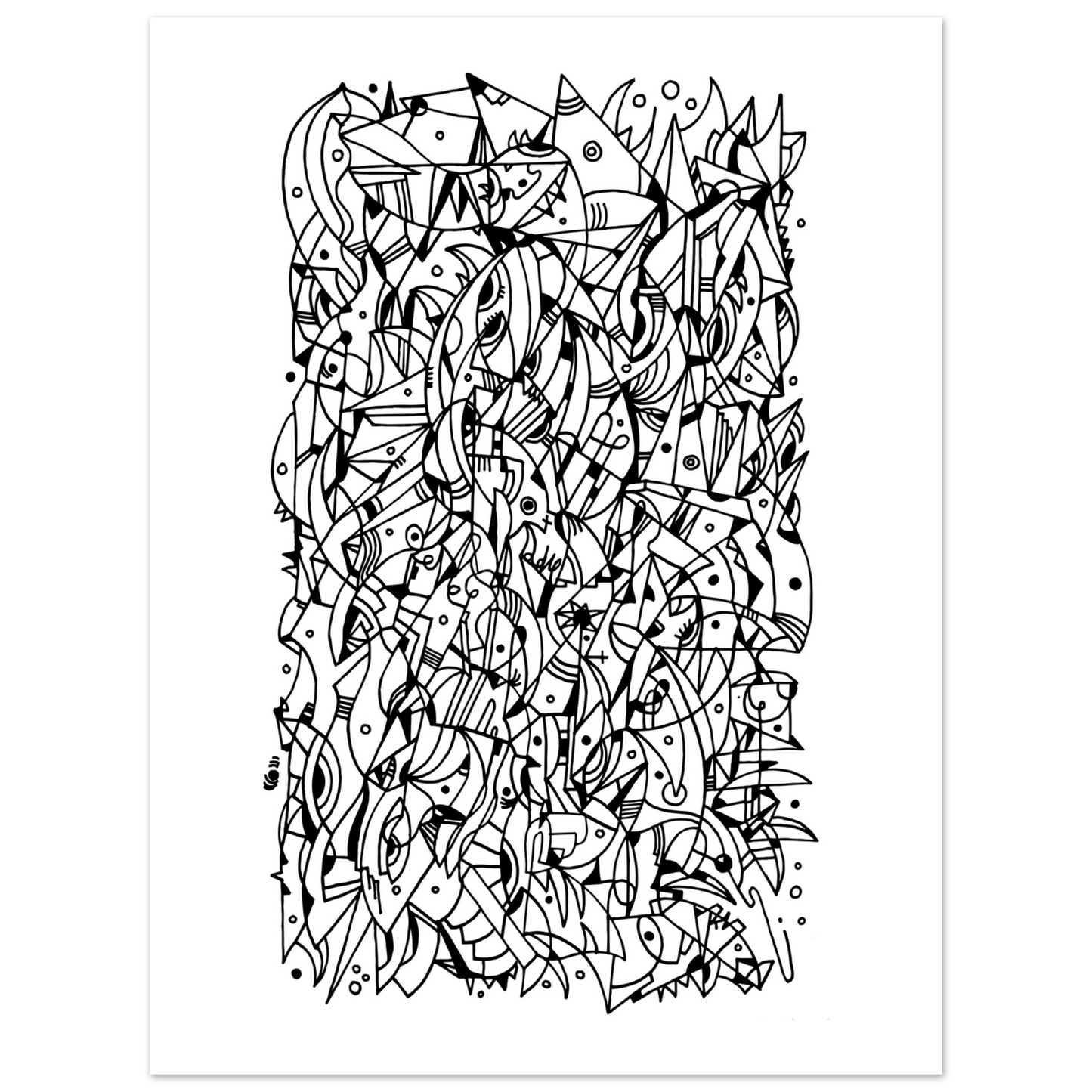 Mental Eclipse - Line Art illustration Print Art Prints 75x100 cm / 30x40″ / Premium Matte Paper Poster