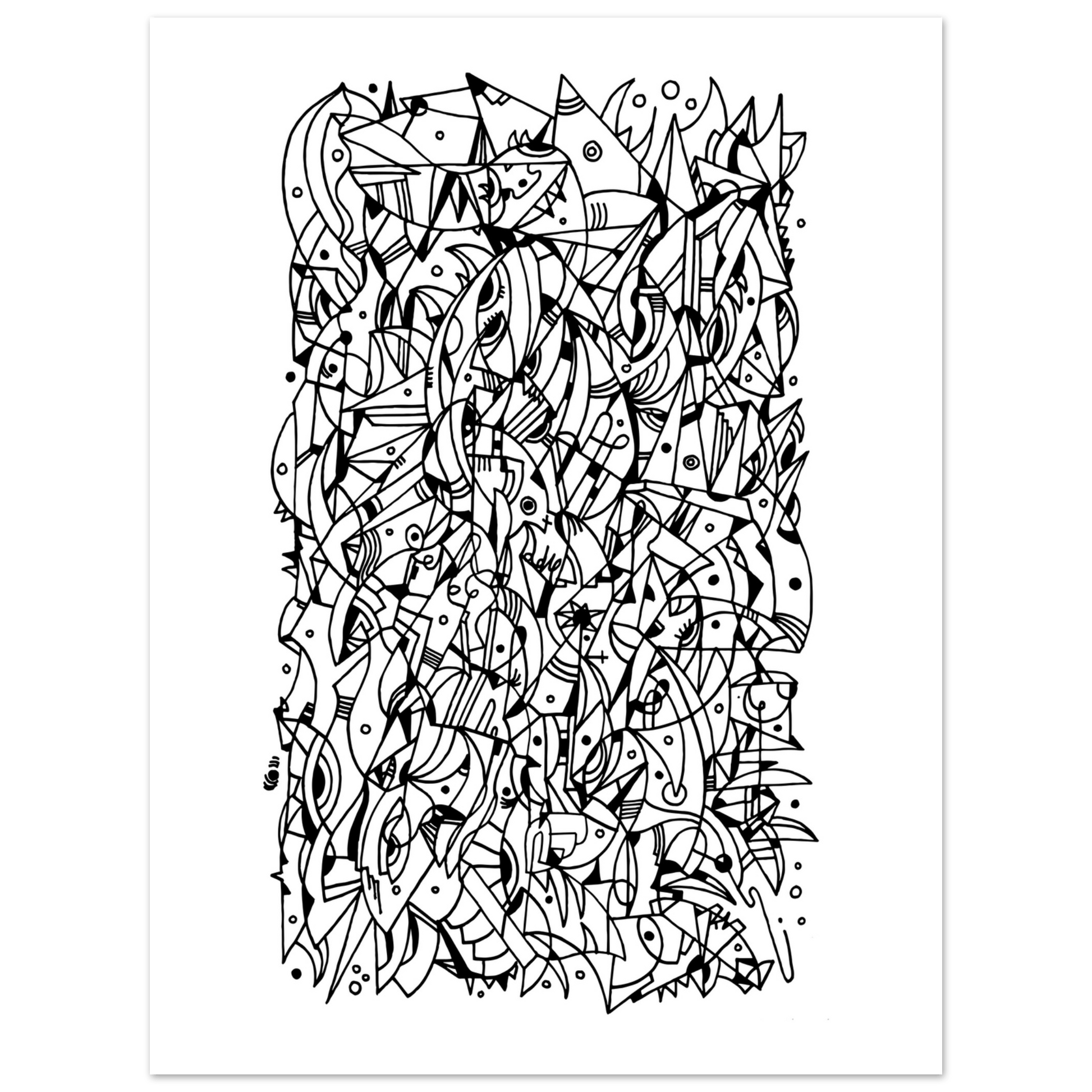 Mental Eclipse - Line Art illustration Print Art Prints 75x100 cm / 30x40″ / Premium Matte Paper Poster