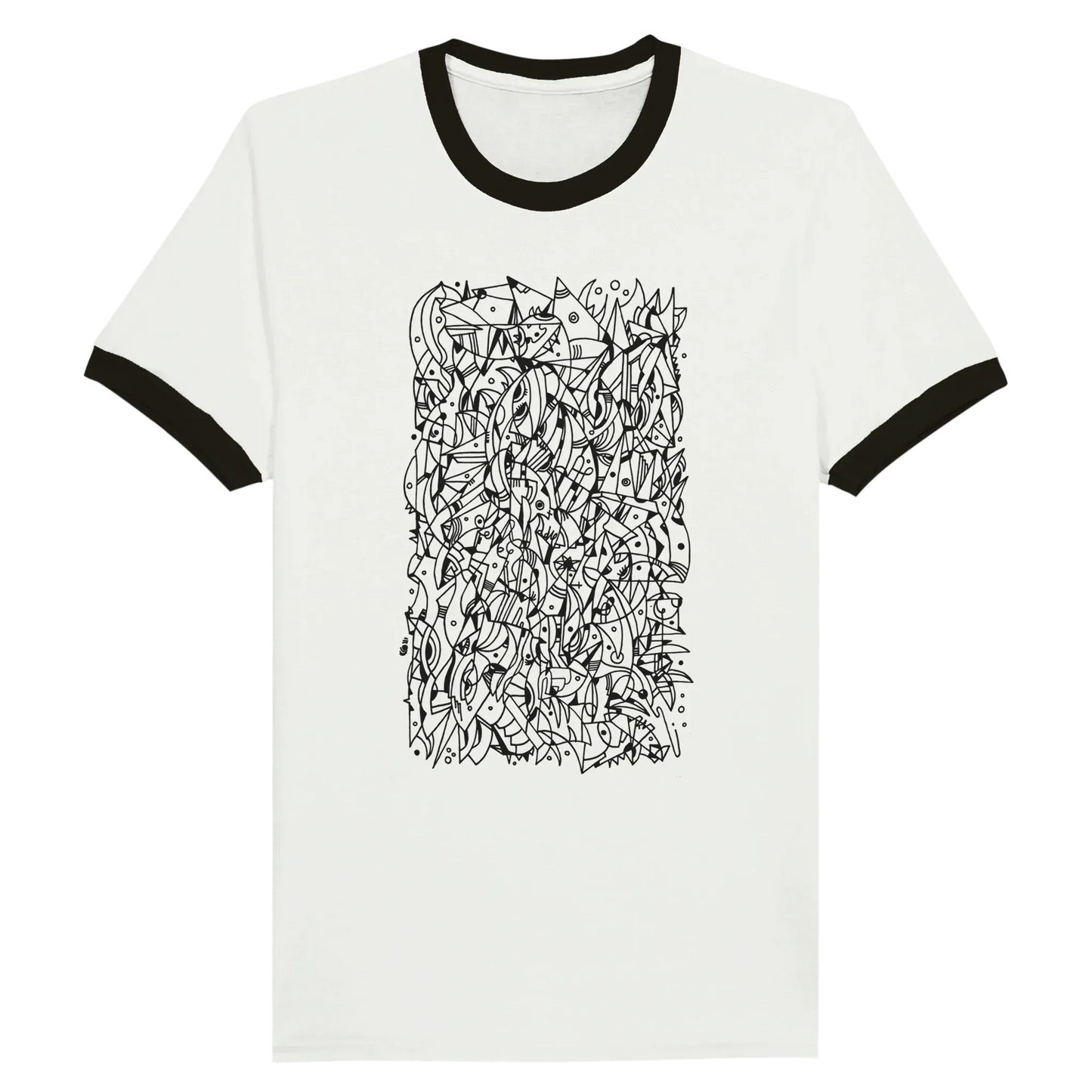 Mental Eclipse - Unisex Ringer T-shirt apparel White and Black / S