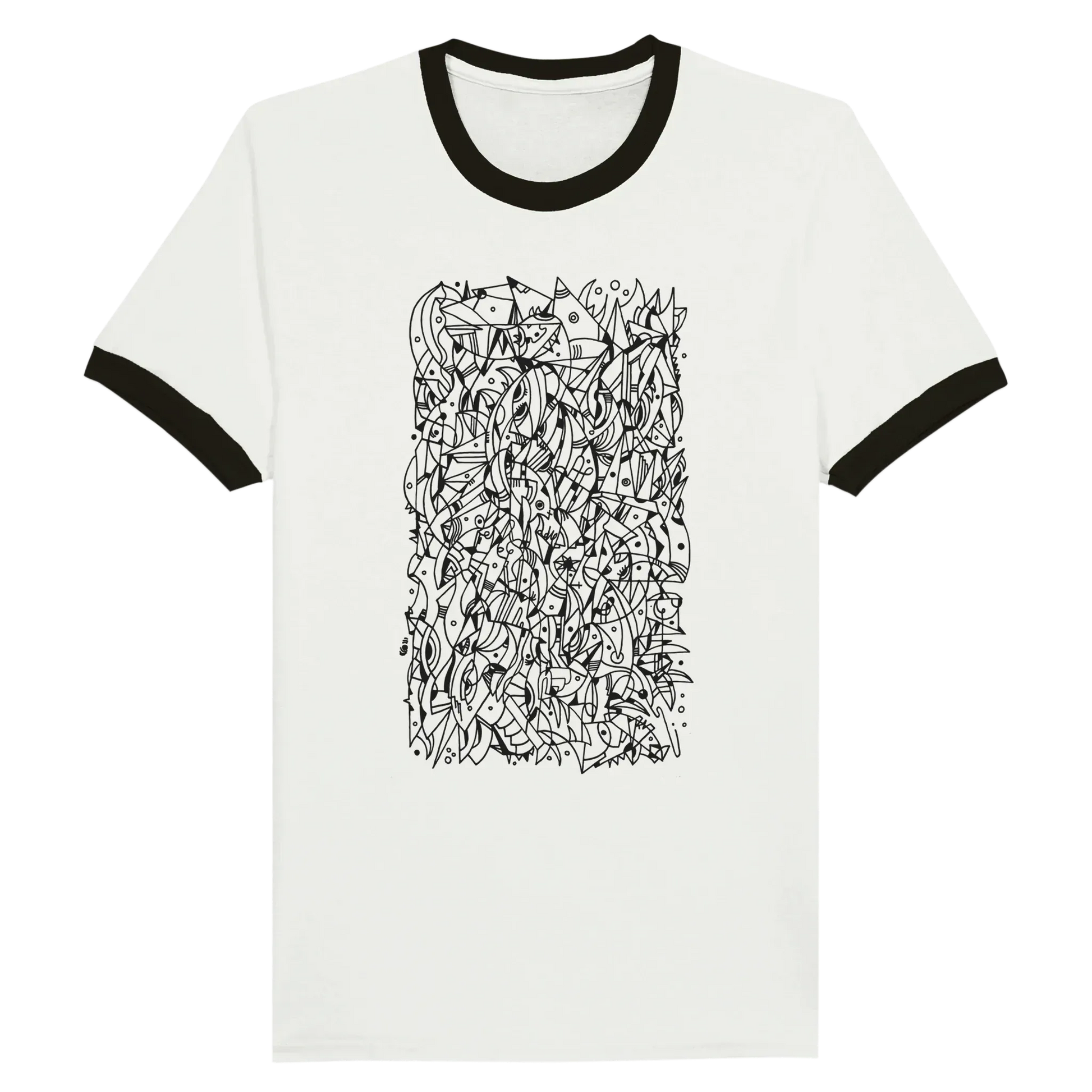 Mental Eclipse - Unisex Ringer T-shirt apparel White and Black / S