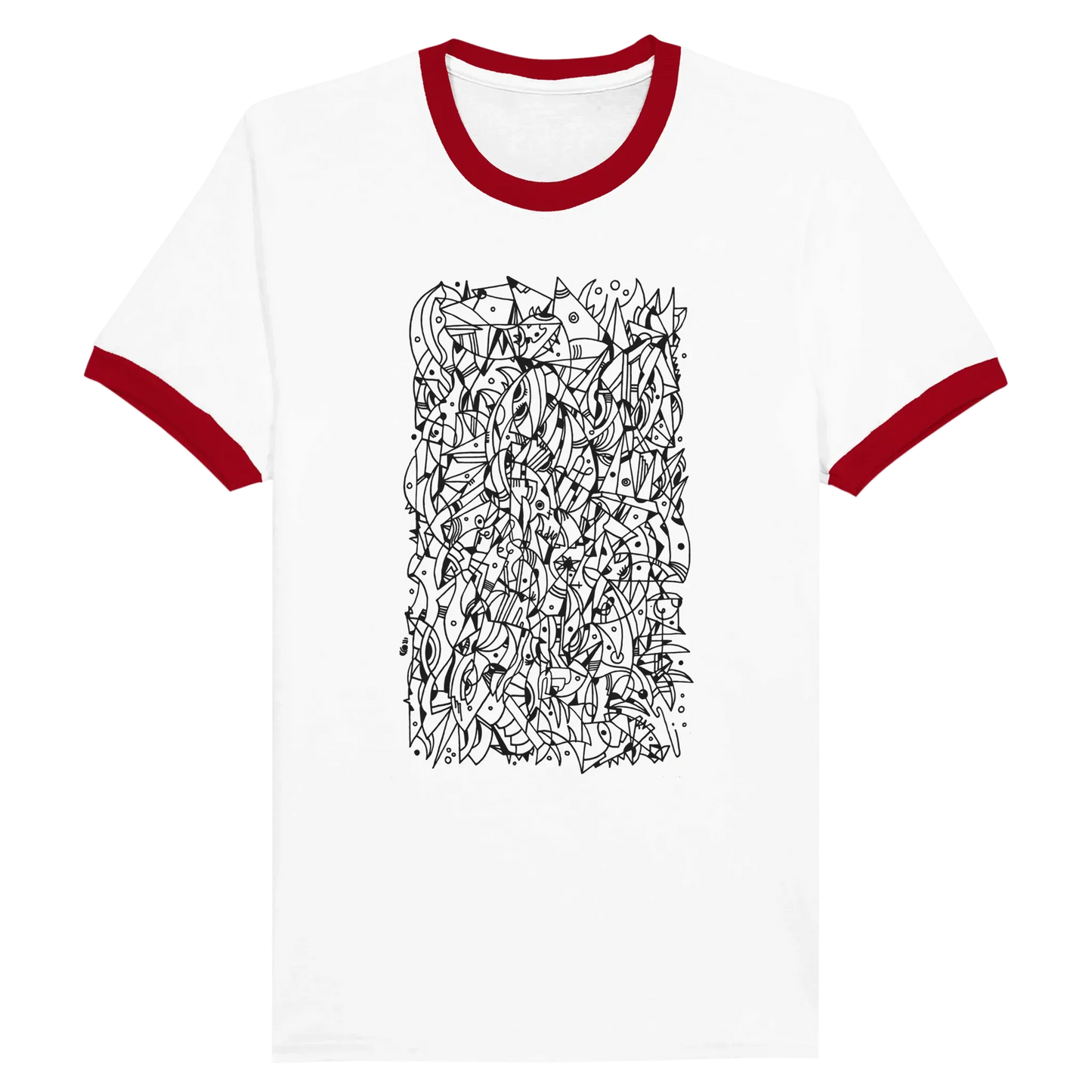 Mental Eclipse - Unisex Ringer T-shirt apparel White and Red / S