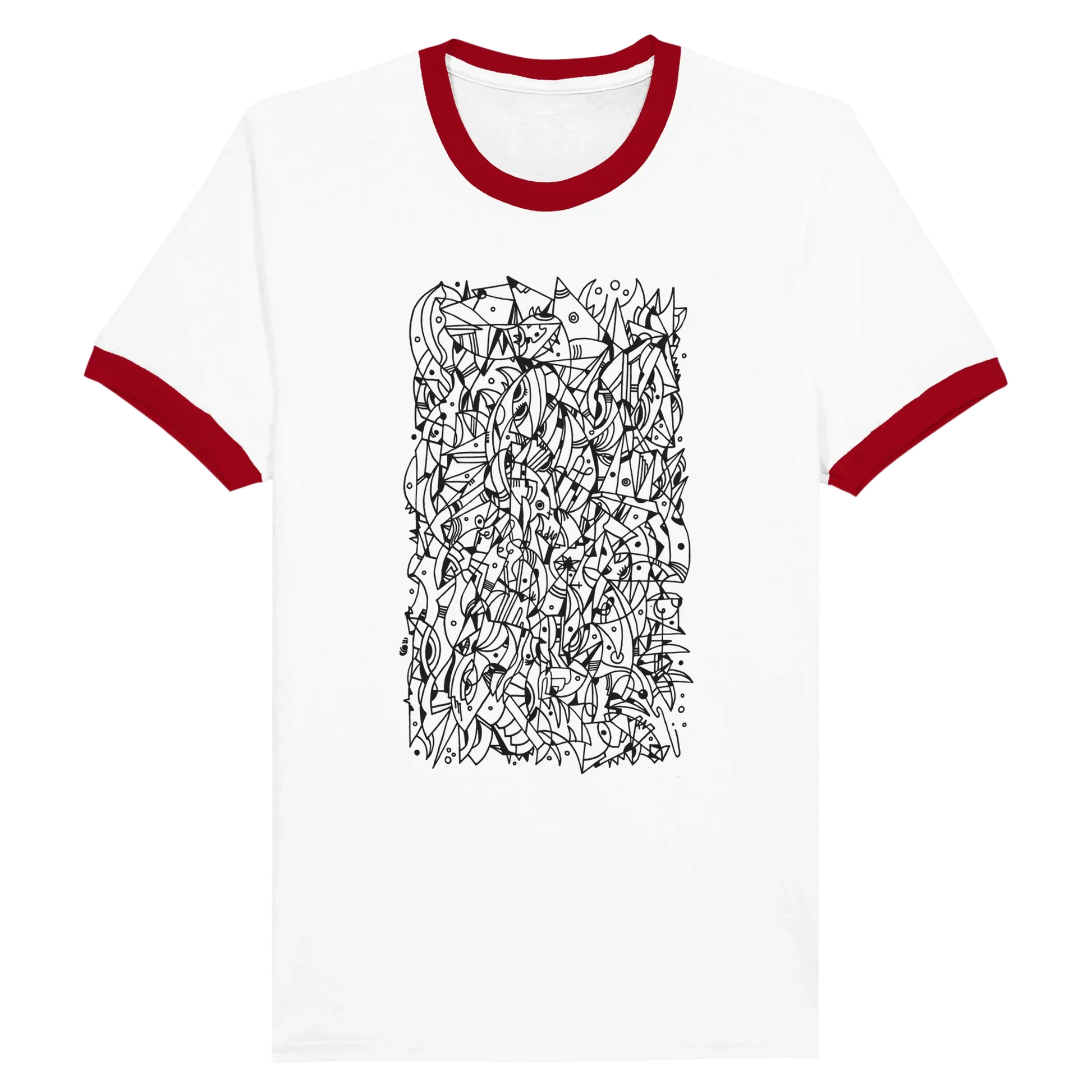 Mental Eclipse - Unisex Ringer T-shirt apparel White and Red / S
