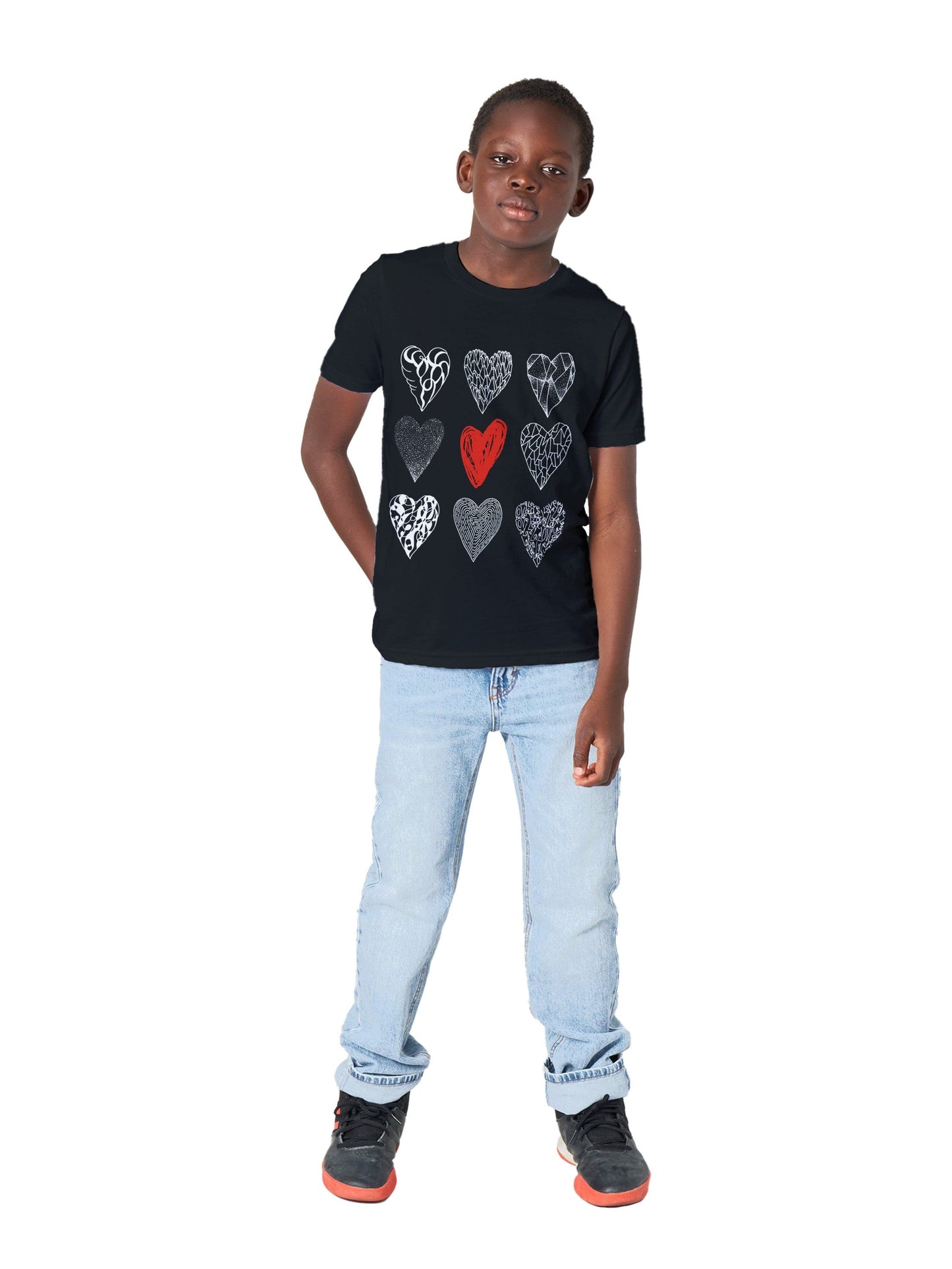 Nine of Hearts - Premium Kids Crewneck T-shirt apparel Black / XS