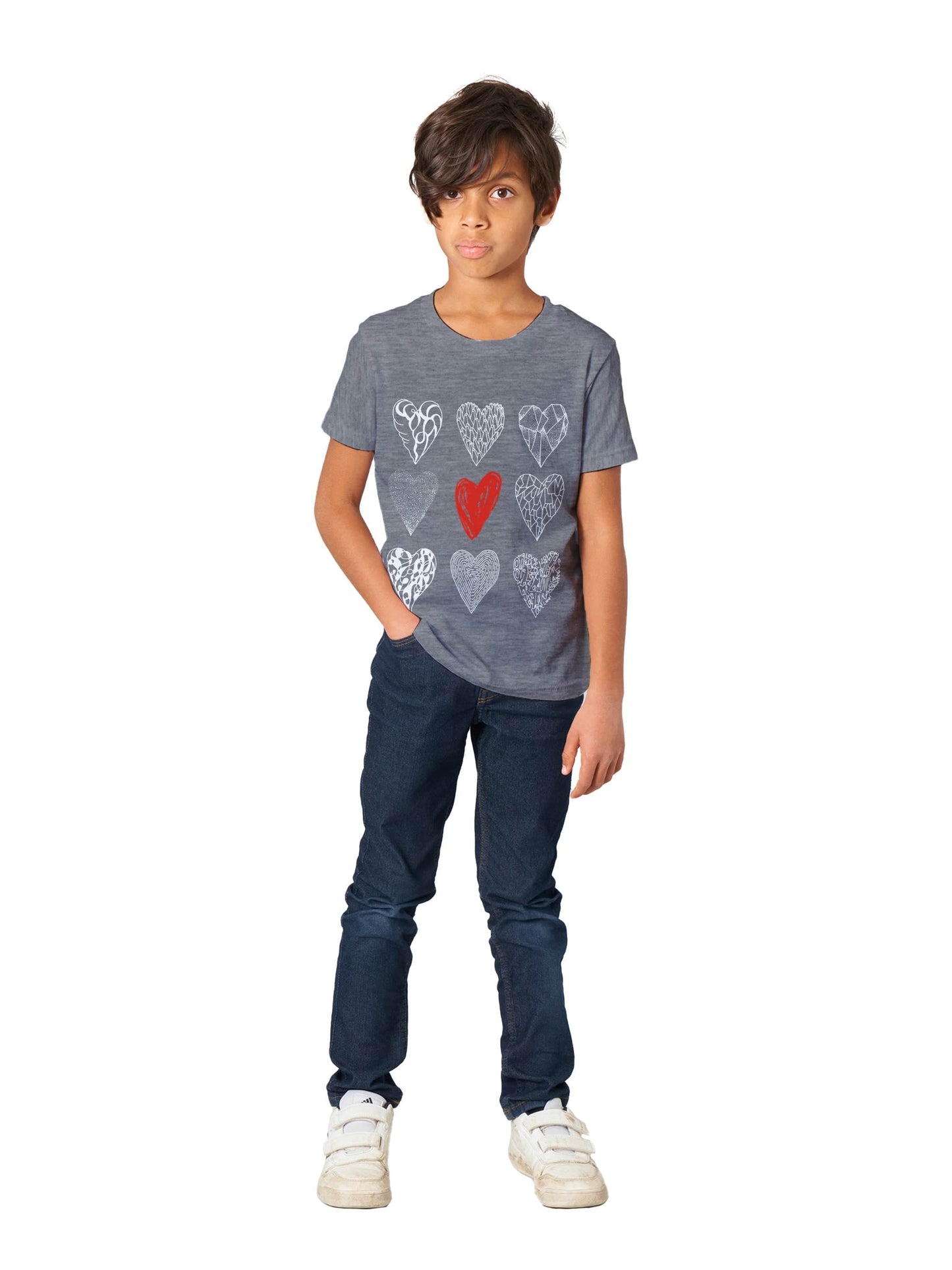 Nine of Hearts - Premium Kids Crewneck T-shirt apparel Heather Gray / XS