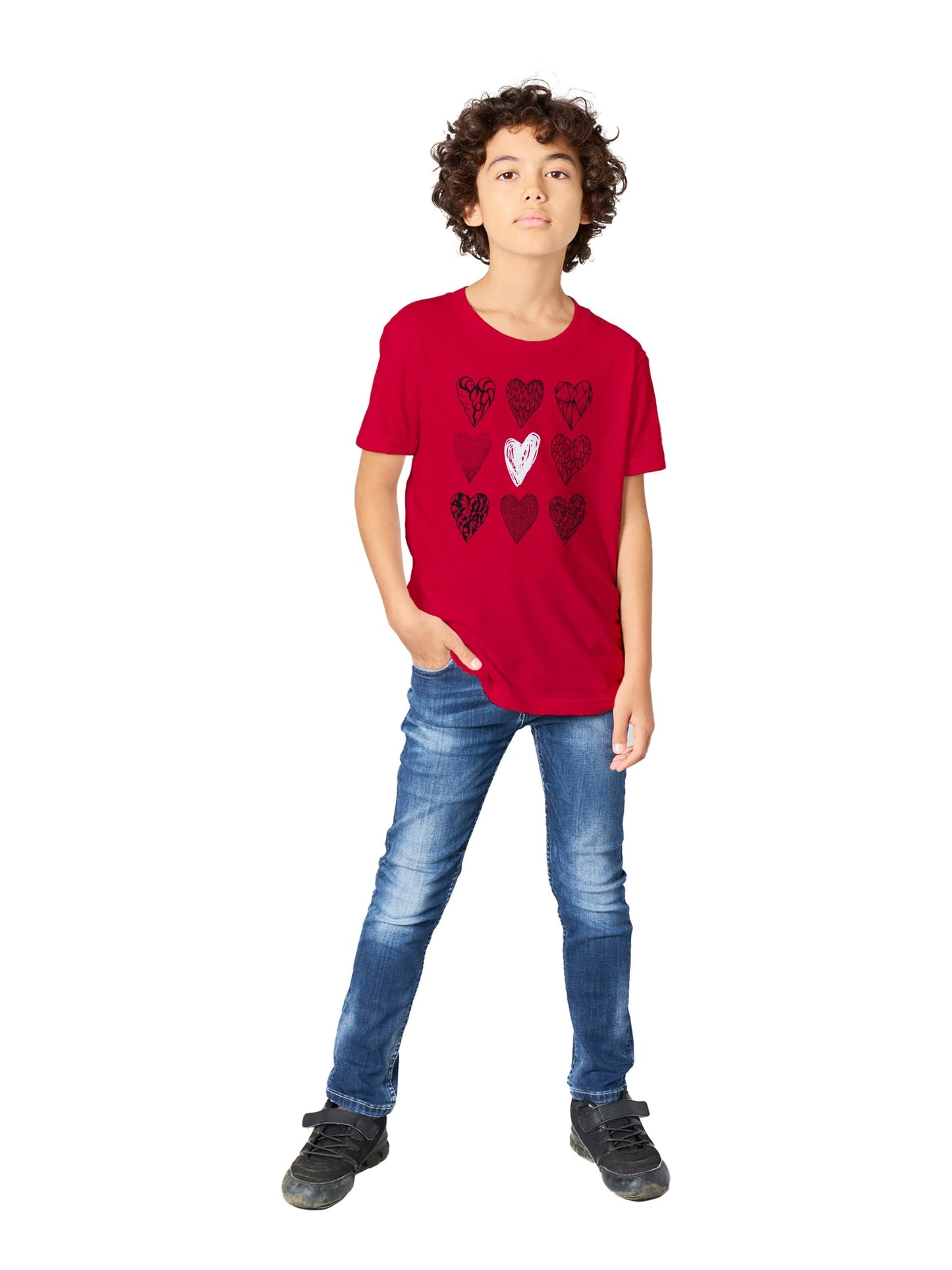 Nine of Hearts - Premium Kids Crewneck T-shirt apparel Red / S