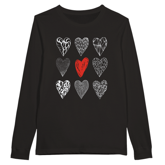 Nine of Hearts - Premium Unisex Longsleeve T-shirt apparel Black / S