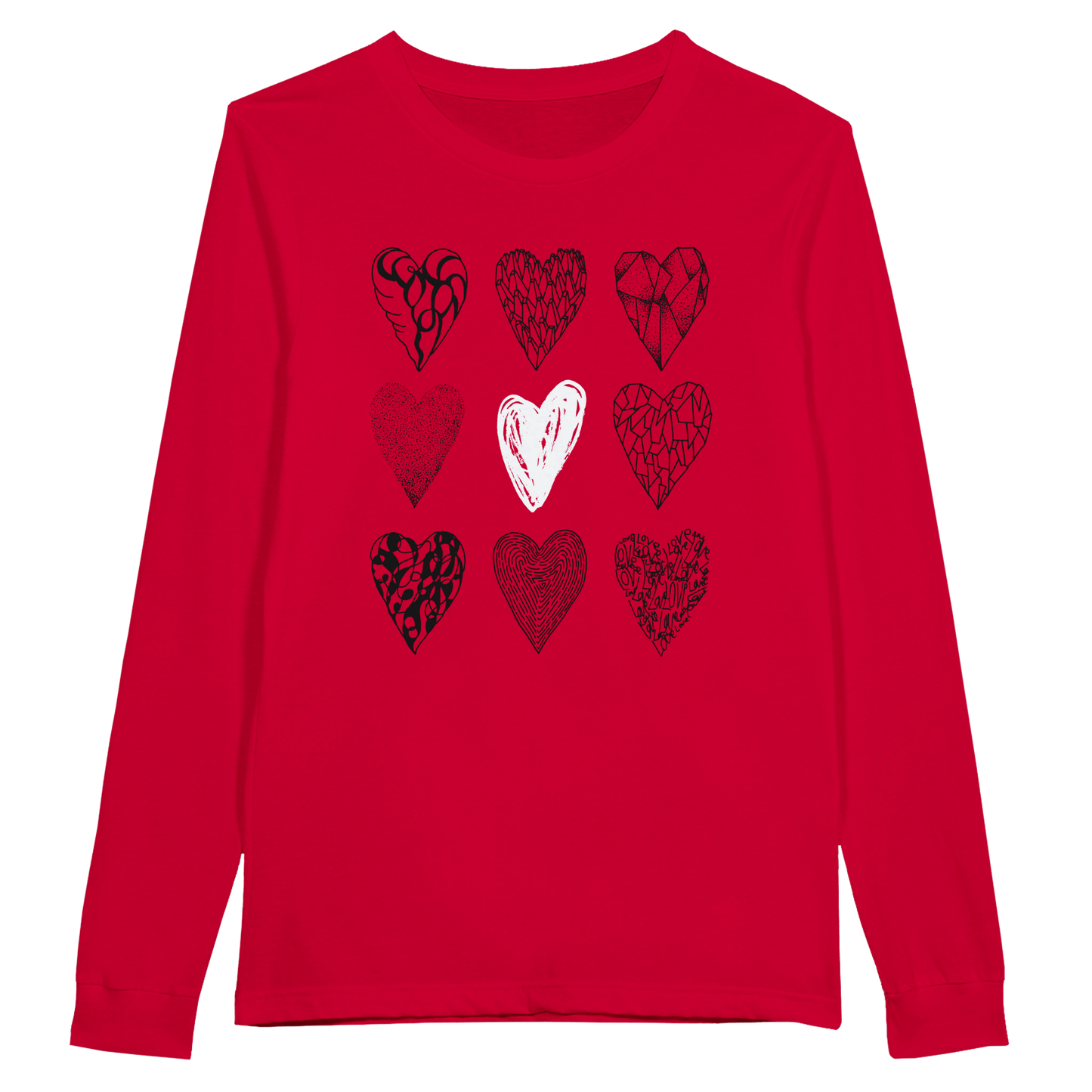 Nine of Hearts - Premium Unisex Longsleeve T-shirt apparel Red / S