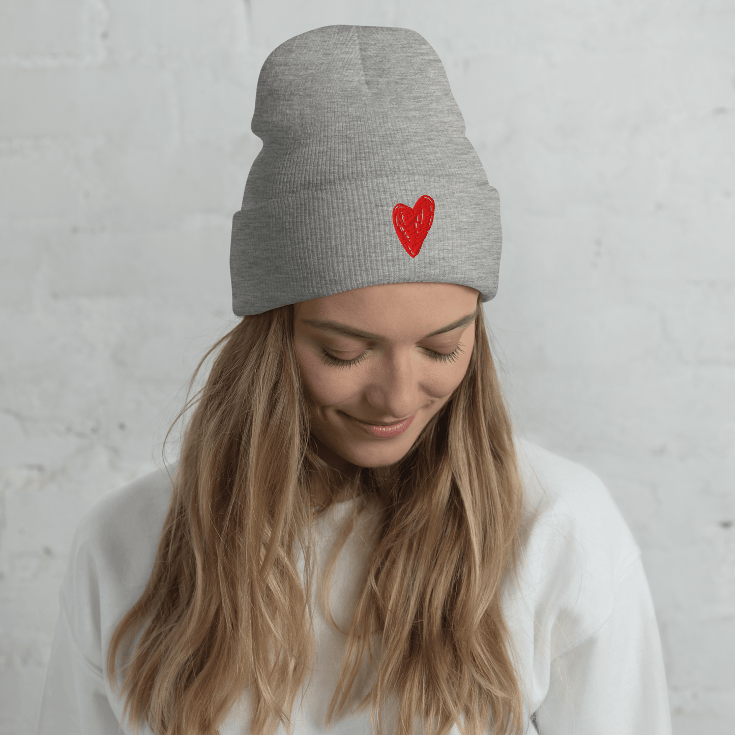 Red Heart - Cuffed Beanie apparel Heather Grey