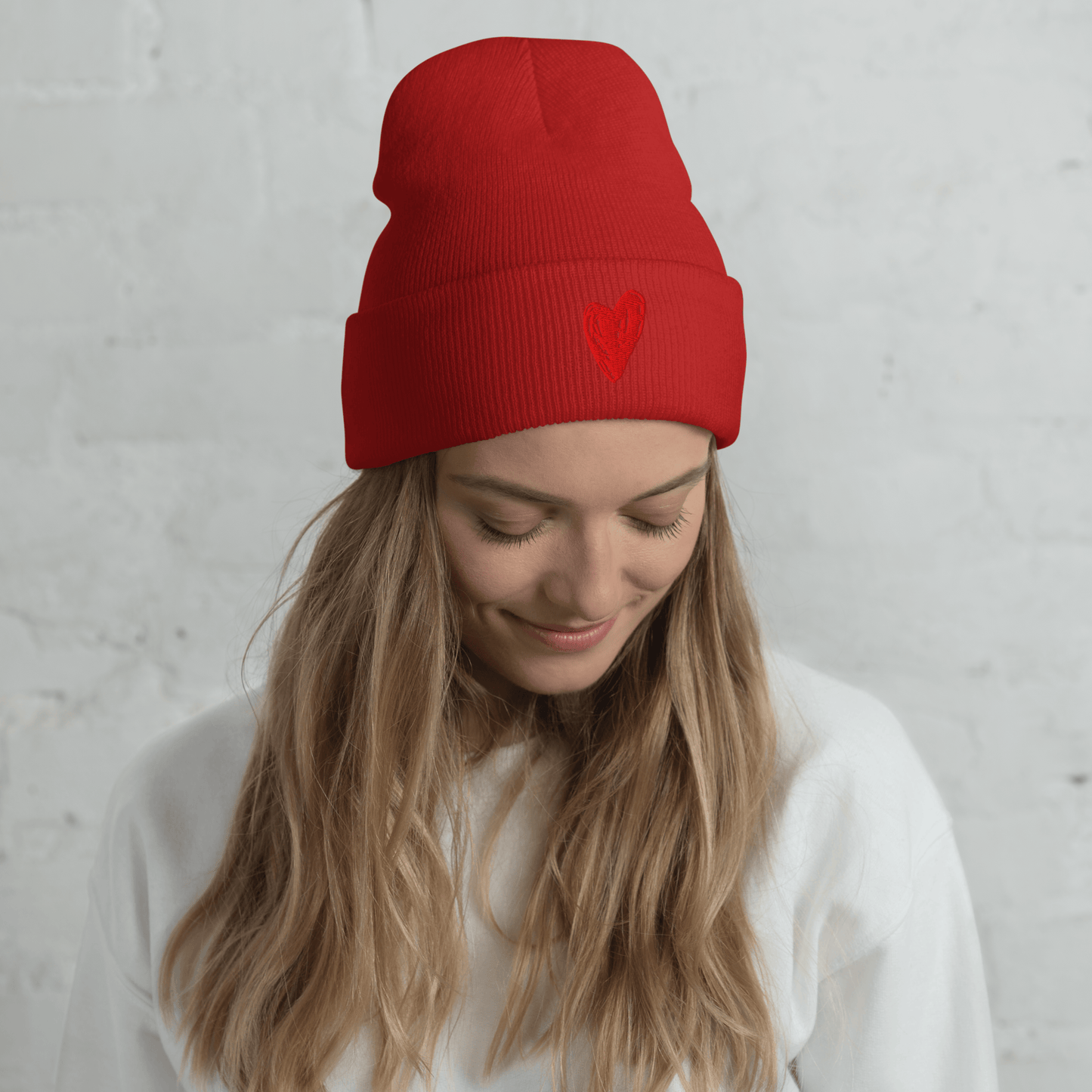 Red Heart - Cuffed Beanie apparel Red