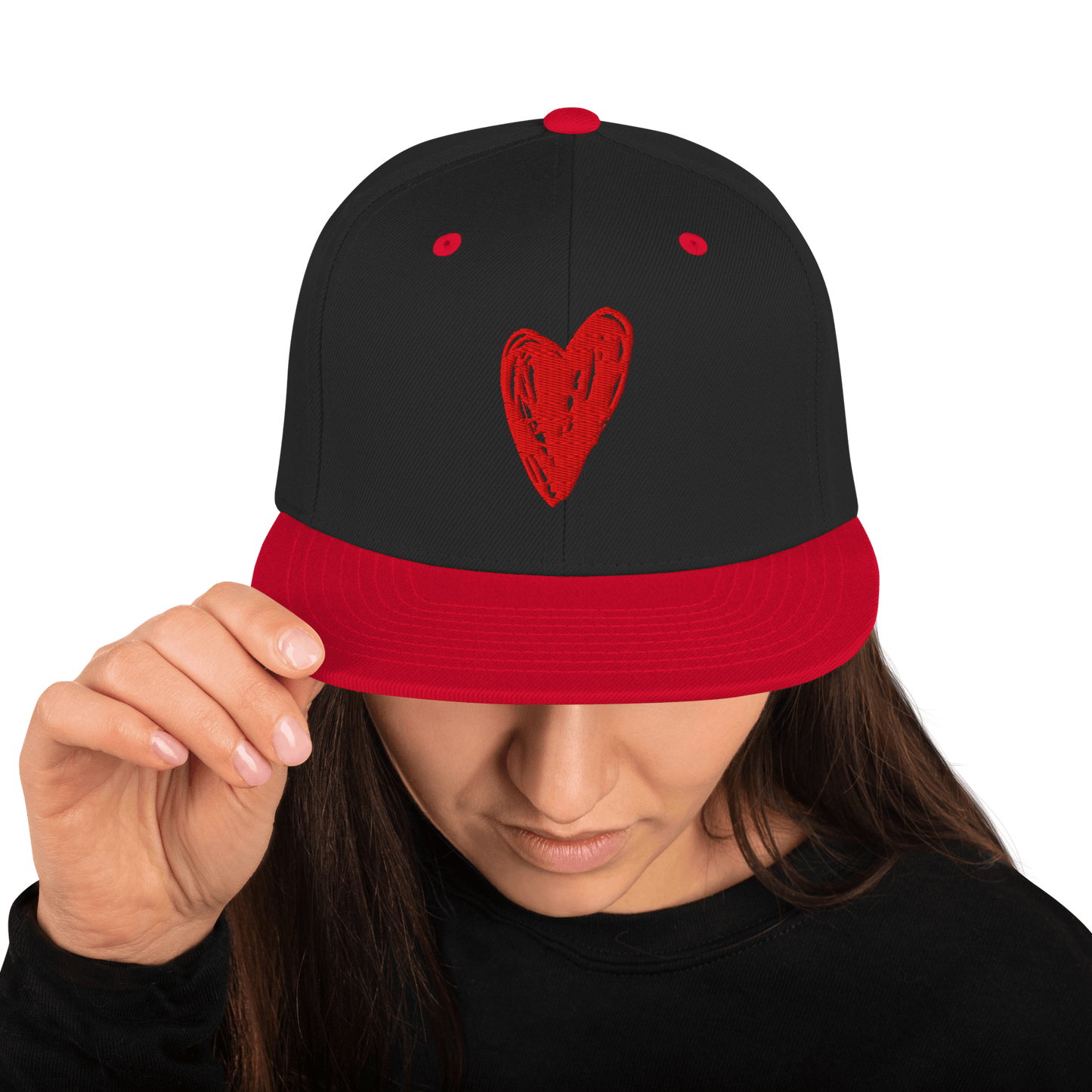 Red Heart - Snapback Hat apparel Black/ Red