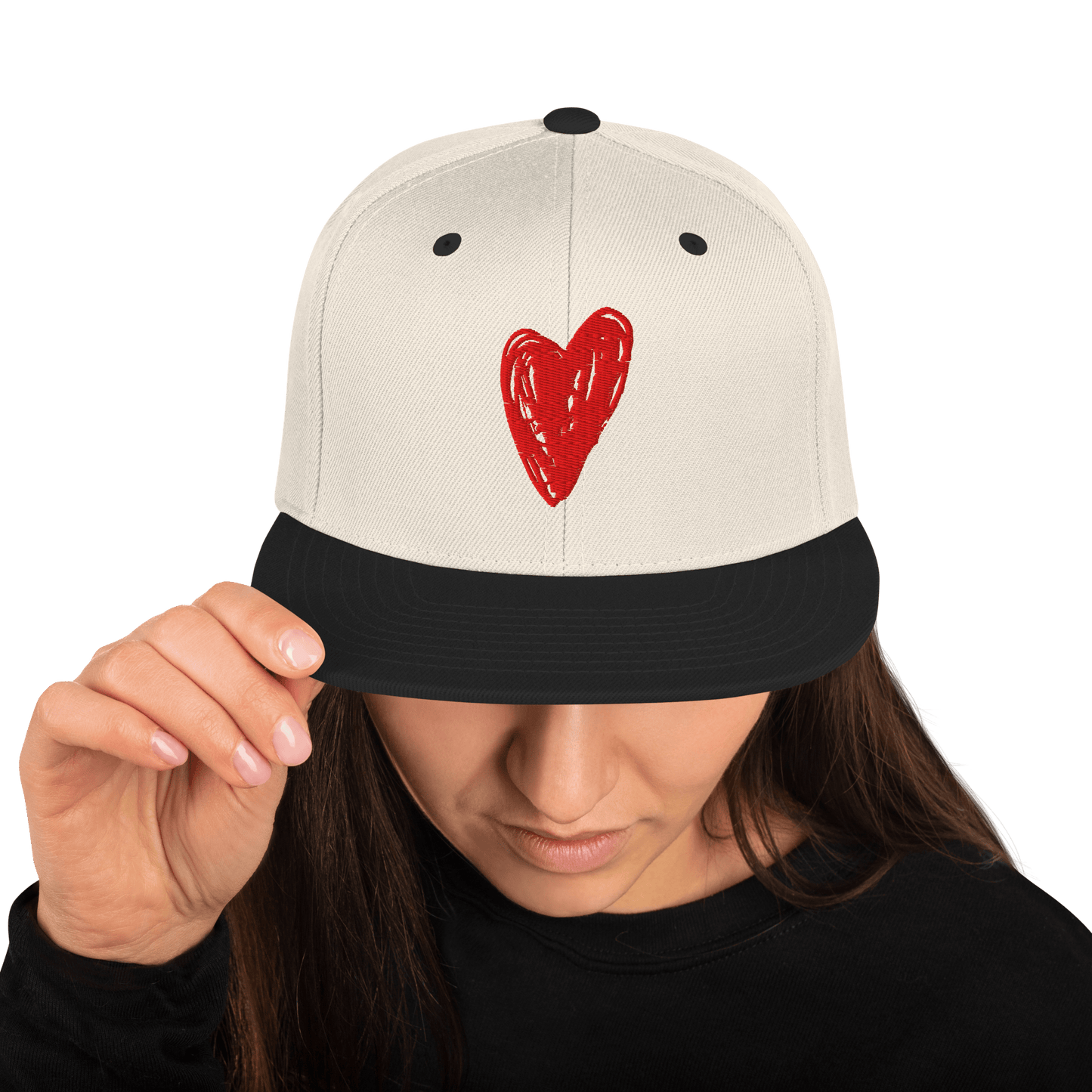 Red Heart - Snapback Hat apparel Natural/ Black