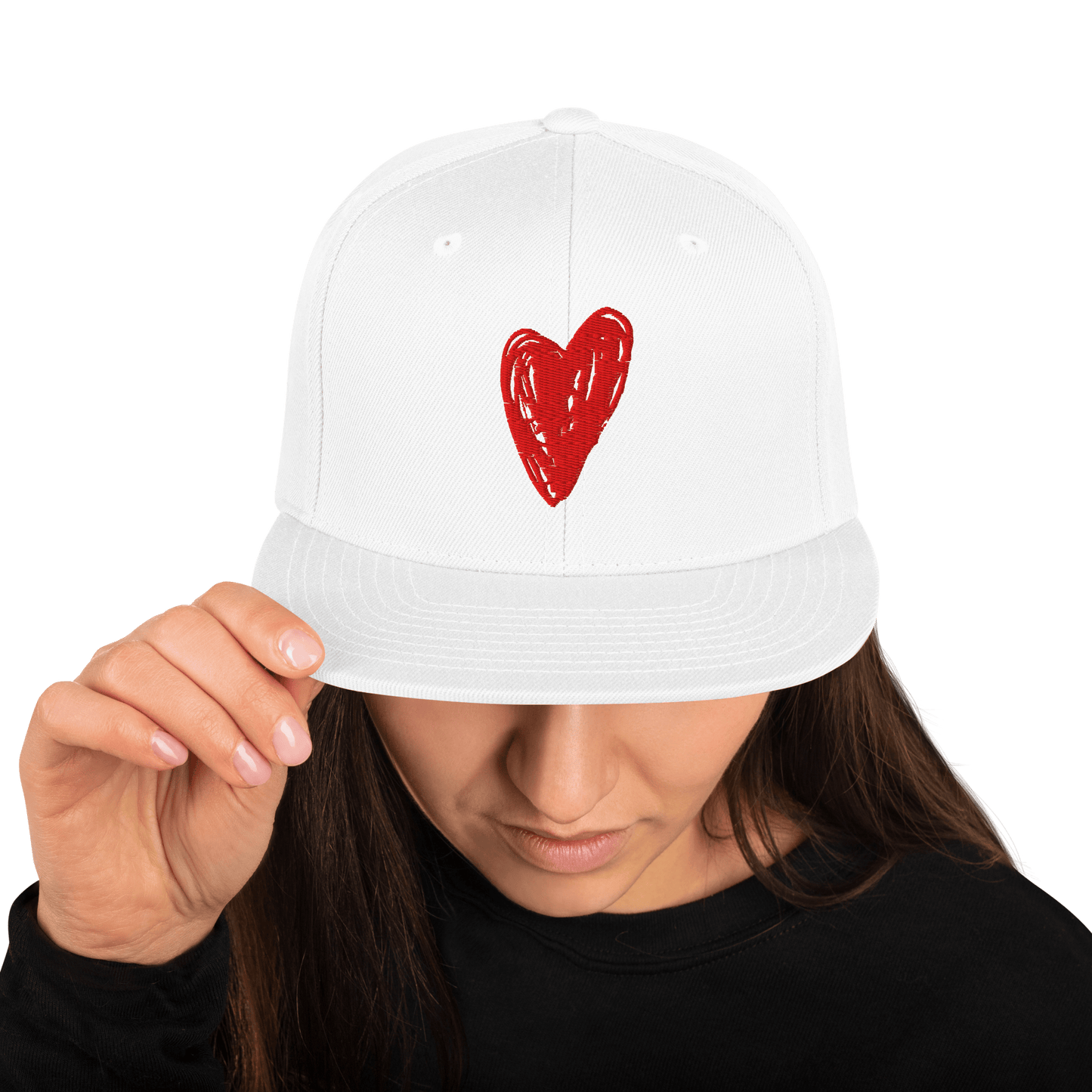 Red Heart - Snapback Hat apparel White