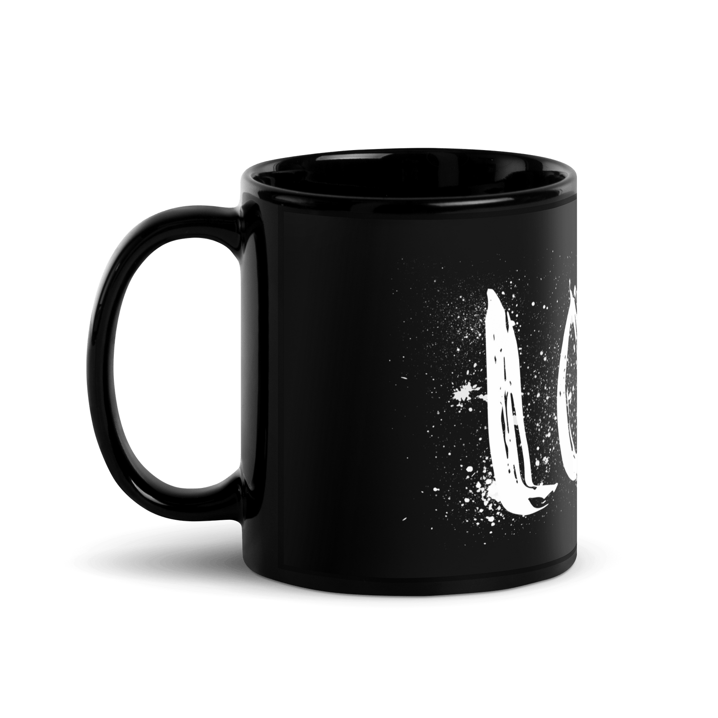 Splatter Love - Black Glossy Mug Mugs 11 oz