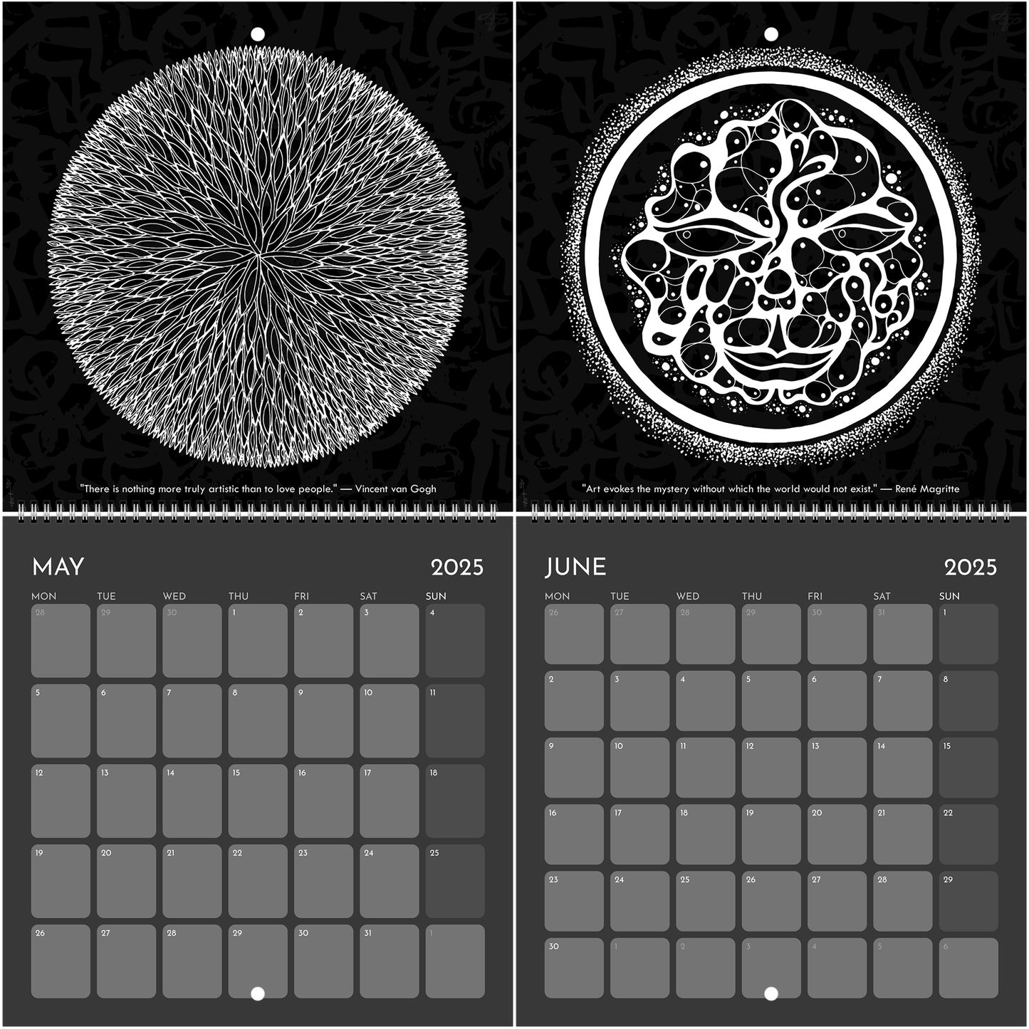 The Circle of Lines - Wall calendar 2025 (Black Edition) Print Material