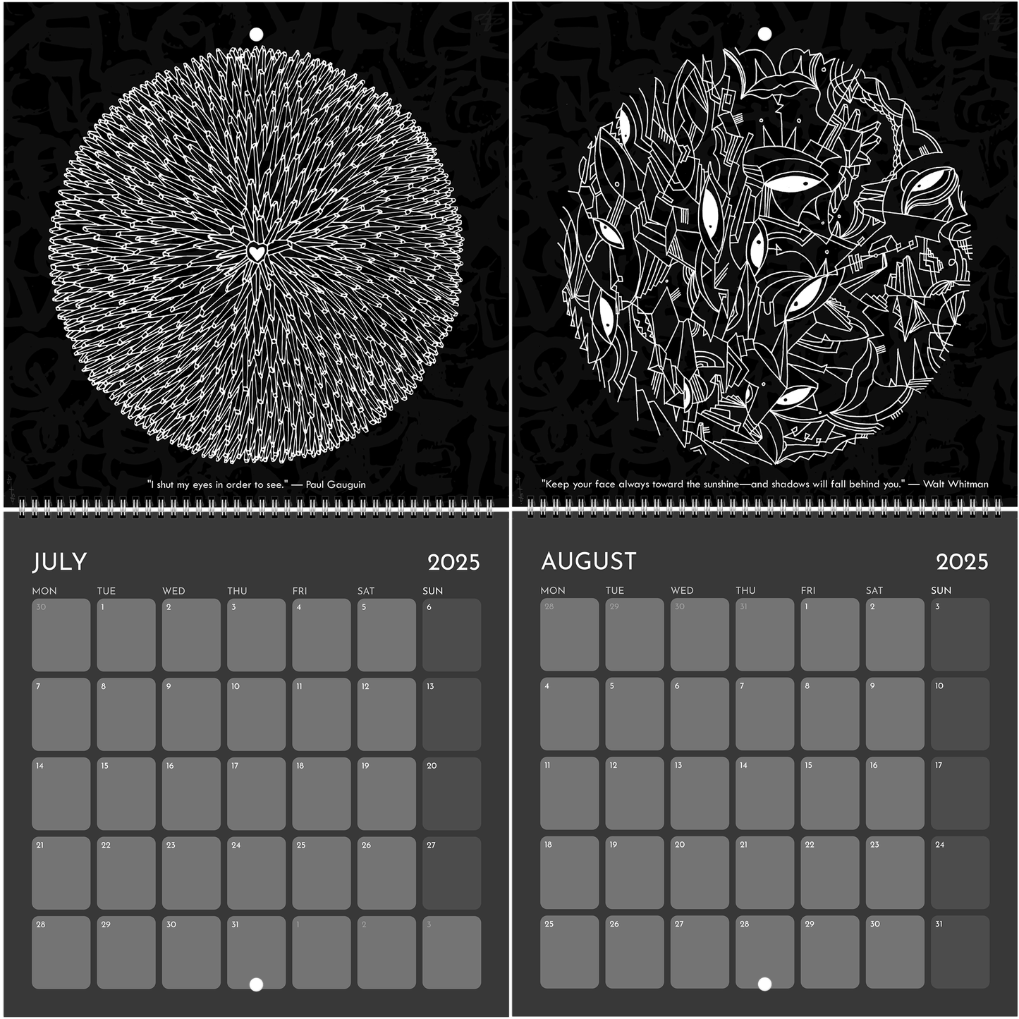 The Circle of Lines - Wall calendar 2025 (Black Edition) Print Material