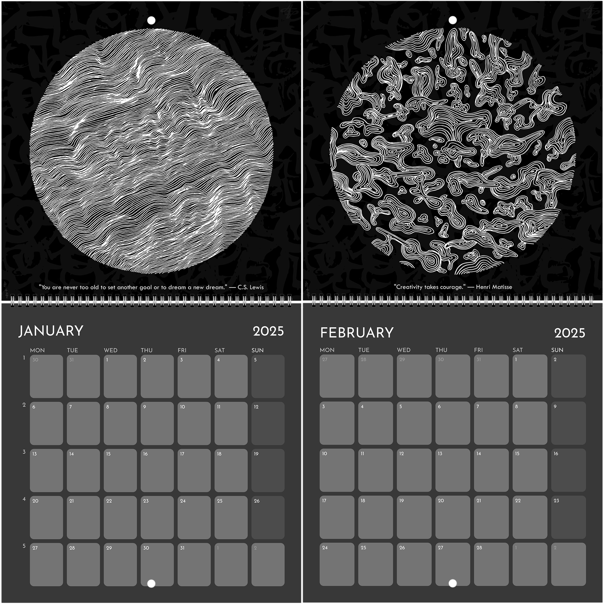 The Circle of Lines - Wall calendar 2025 (Black Edition) Print Material