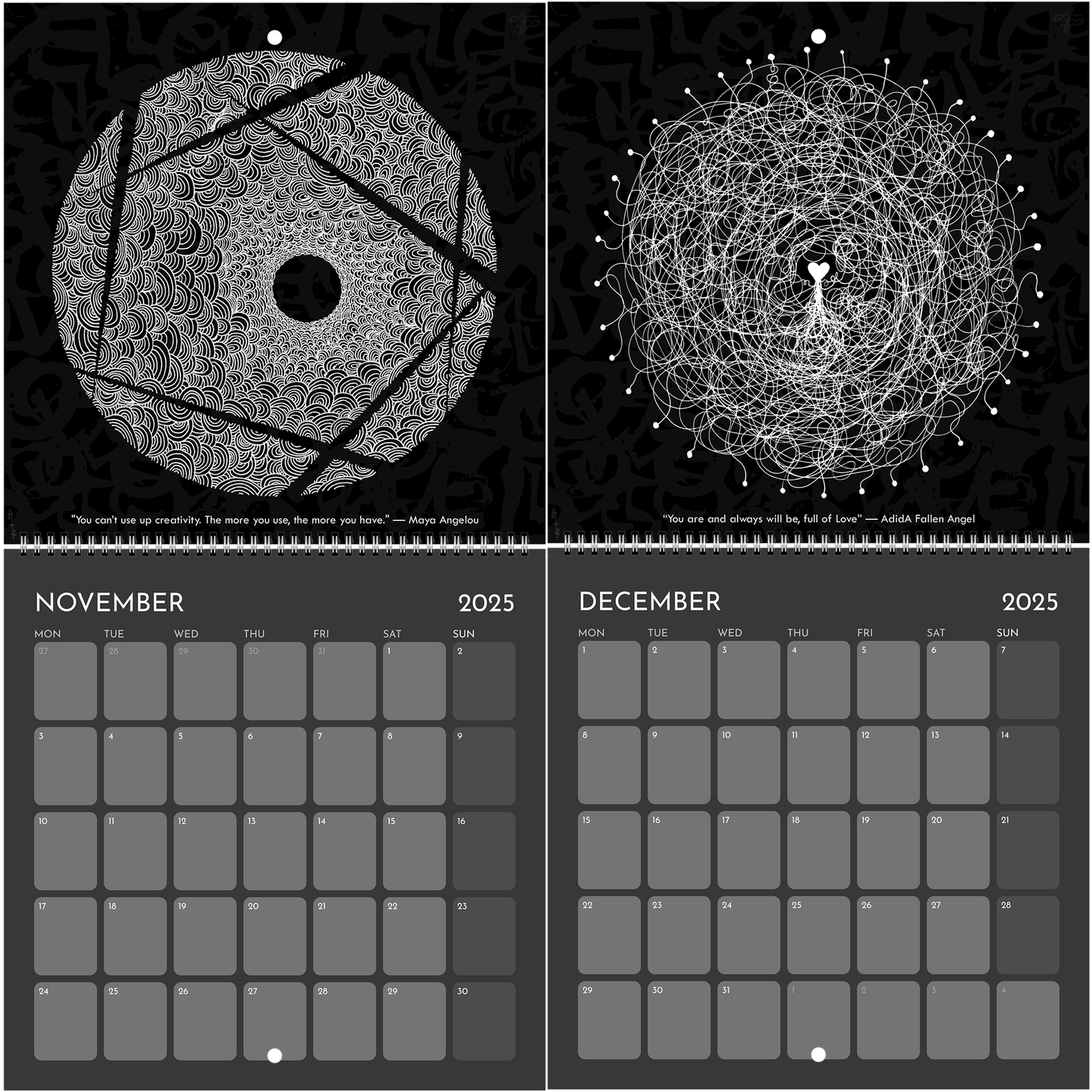 The Circle of Lines - Wall calendar 2025 (Black Edition) Print Material