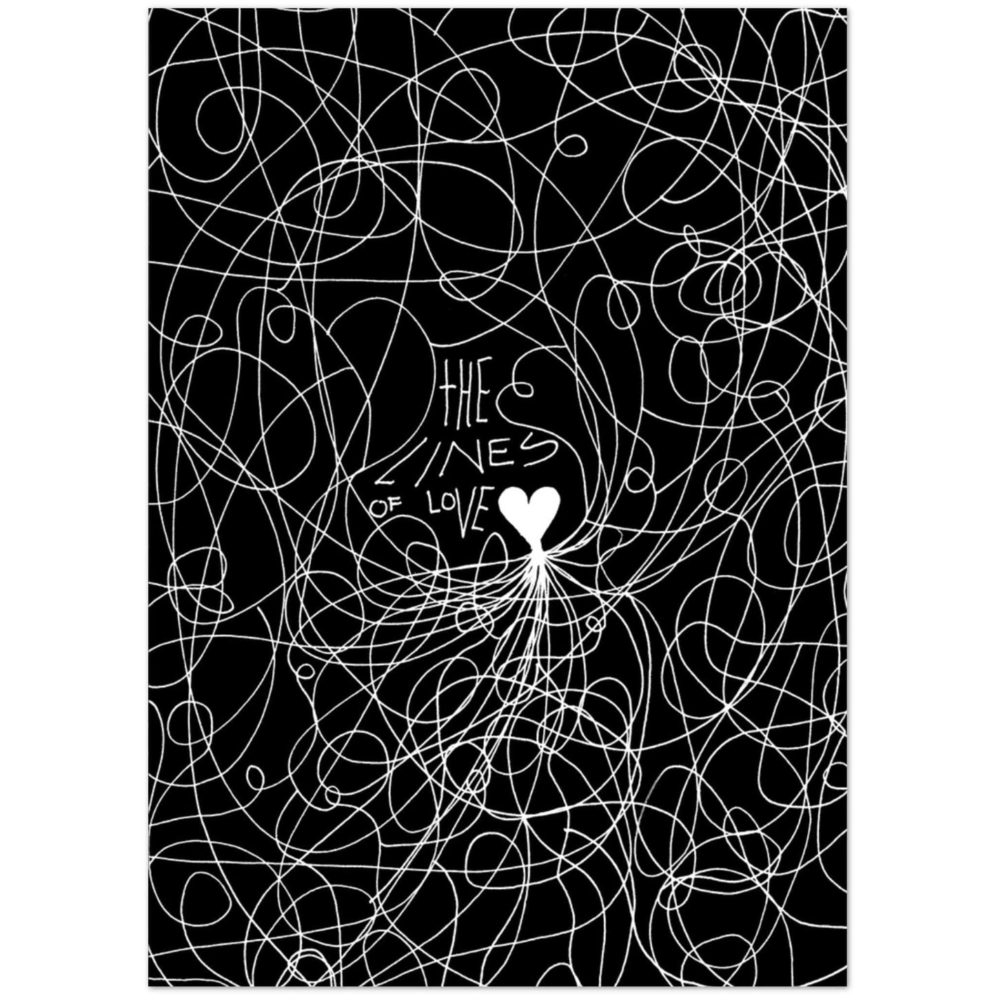 The Lines of Love (Black) - Pack of 10 Greeting Cards with Envelopes Print Material